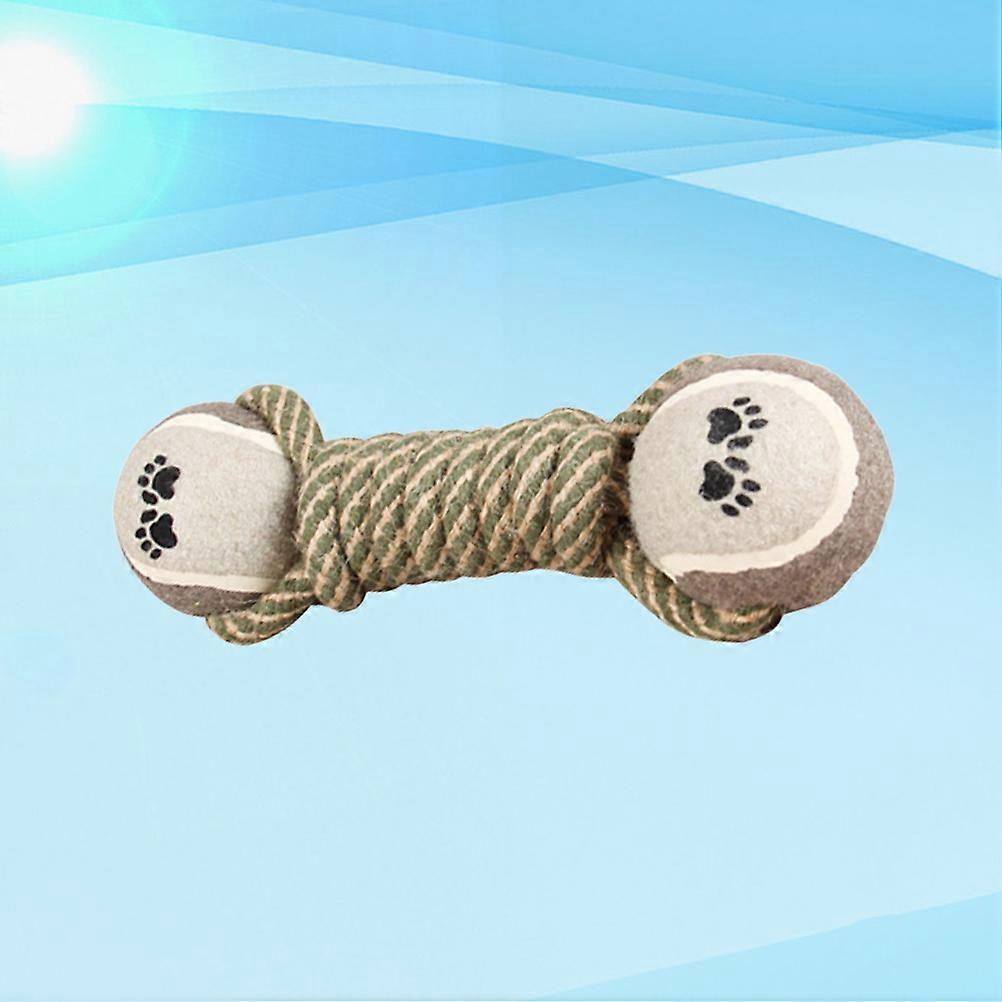 Dog Chew Toys For Puppies Dumbbell Shaped Pet Cotton Rope Toy Khaki 23x5cm IQ Training 1Set
