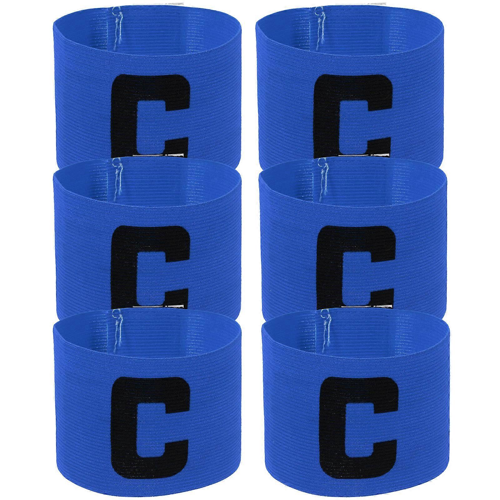 Soccer Armbands for Captain Adjustable Football Arm Band for Hockey Events 31X7cm Blue Practical Design 6Pcs