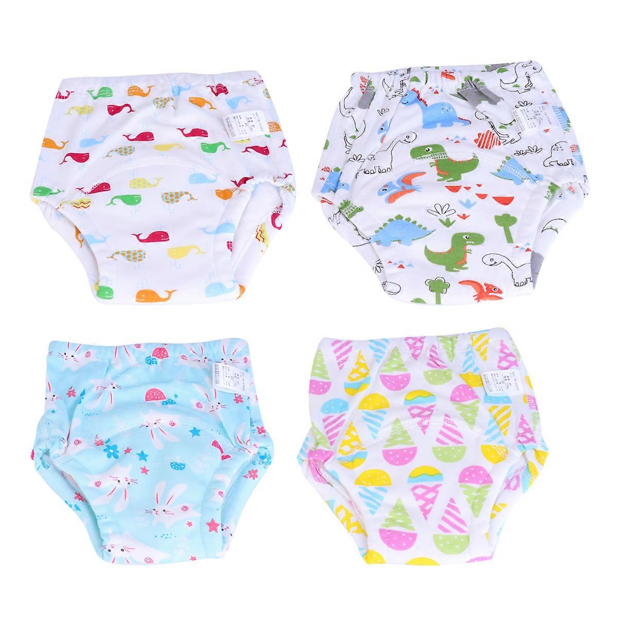 Baby Training Pants Reusable Nappies Dinosaur Pattern Breathable For Infants 4Pcs