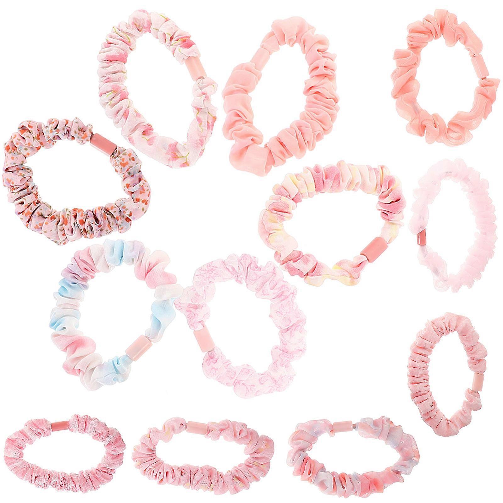 Floral Hair Scrunchies 12pcs Soft Elastic Ponytail Holders in Fresh Colors for Women, Chic Hair Accessories for Parties, Weddings & Daily Wear