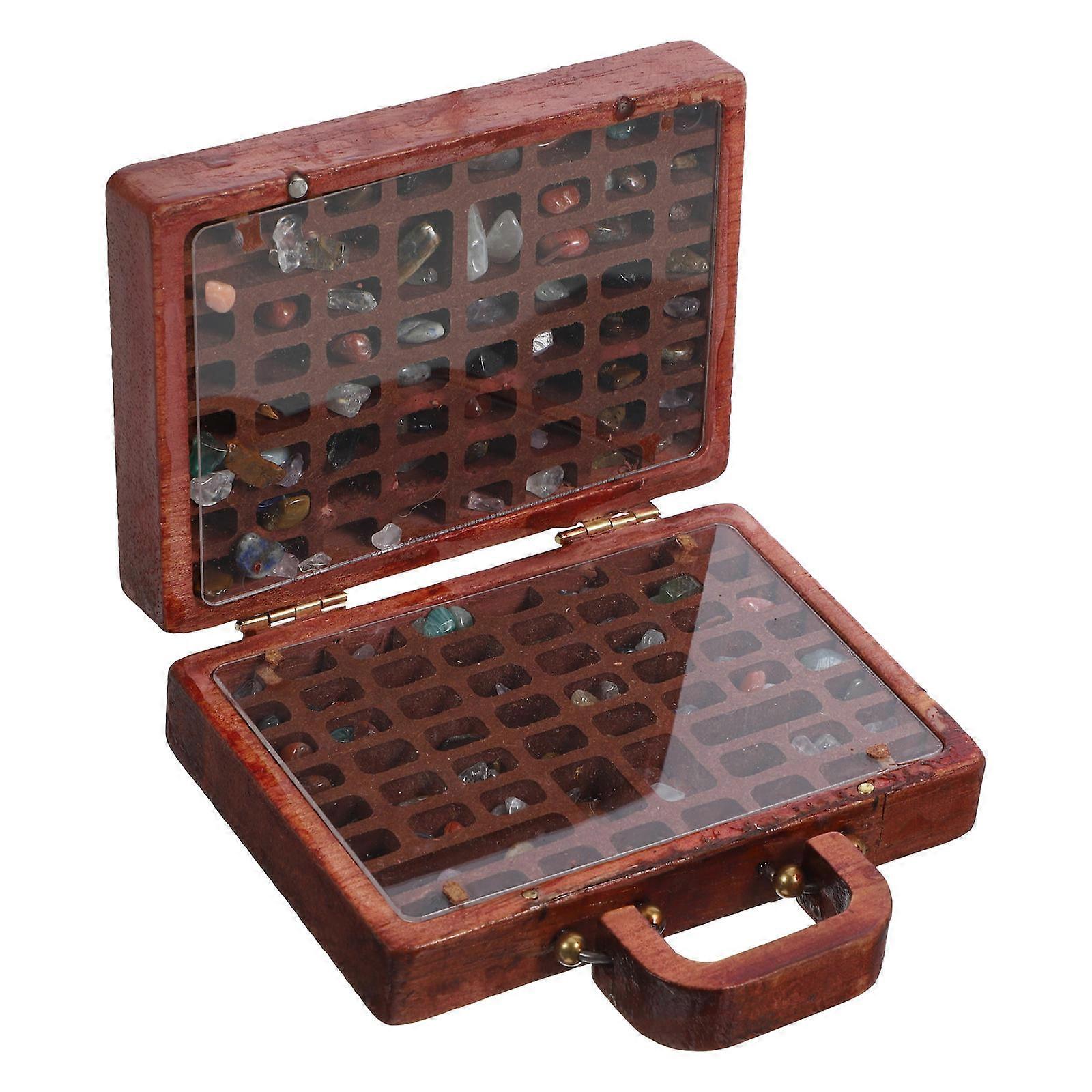 Stone Collection Box Compact Design Wood Material Storage Display Organization Rock Collector Adults 3.9X2.8X1.2in 1Pcs