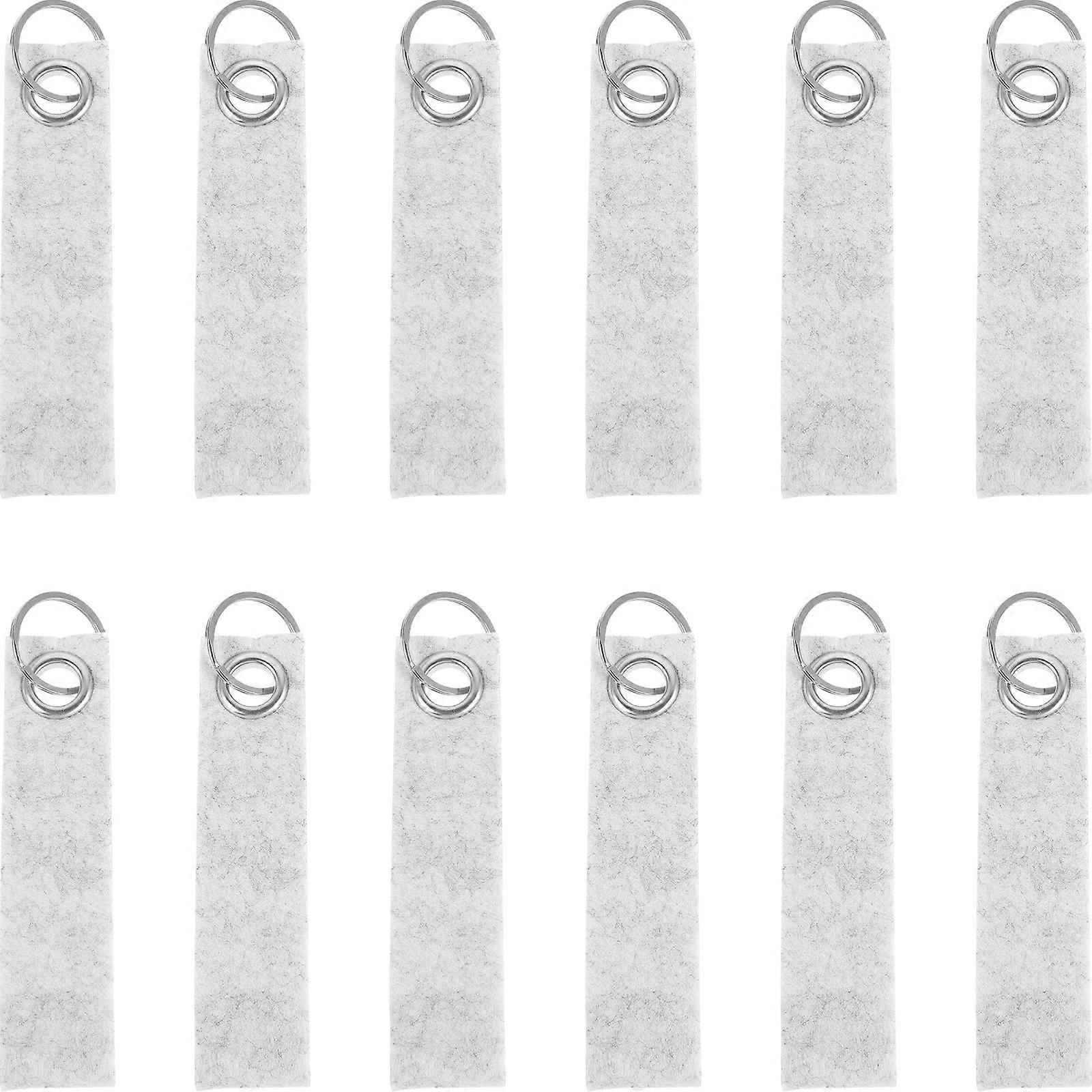 Bulk Key Chains Felt Keychain Charms Simple Design 14.5x3cm Light Grey 20Pcs