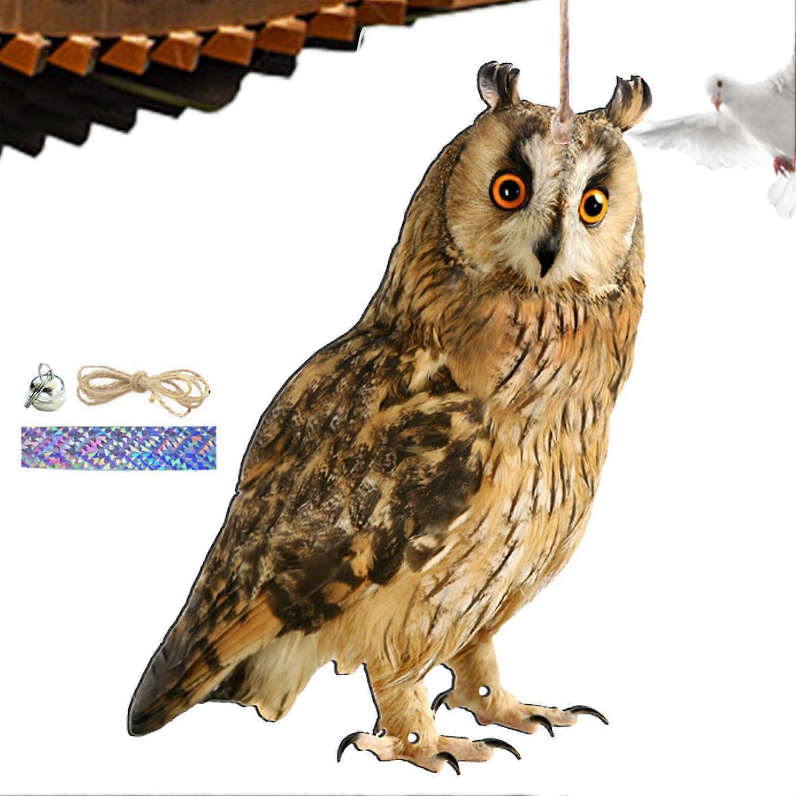 Bird deterrent reflective owl with reflective tape for garden