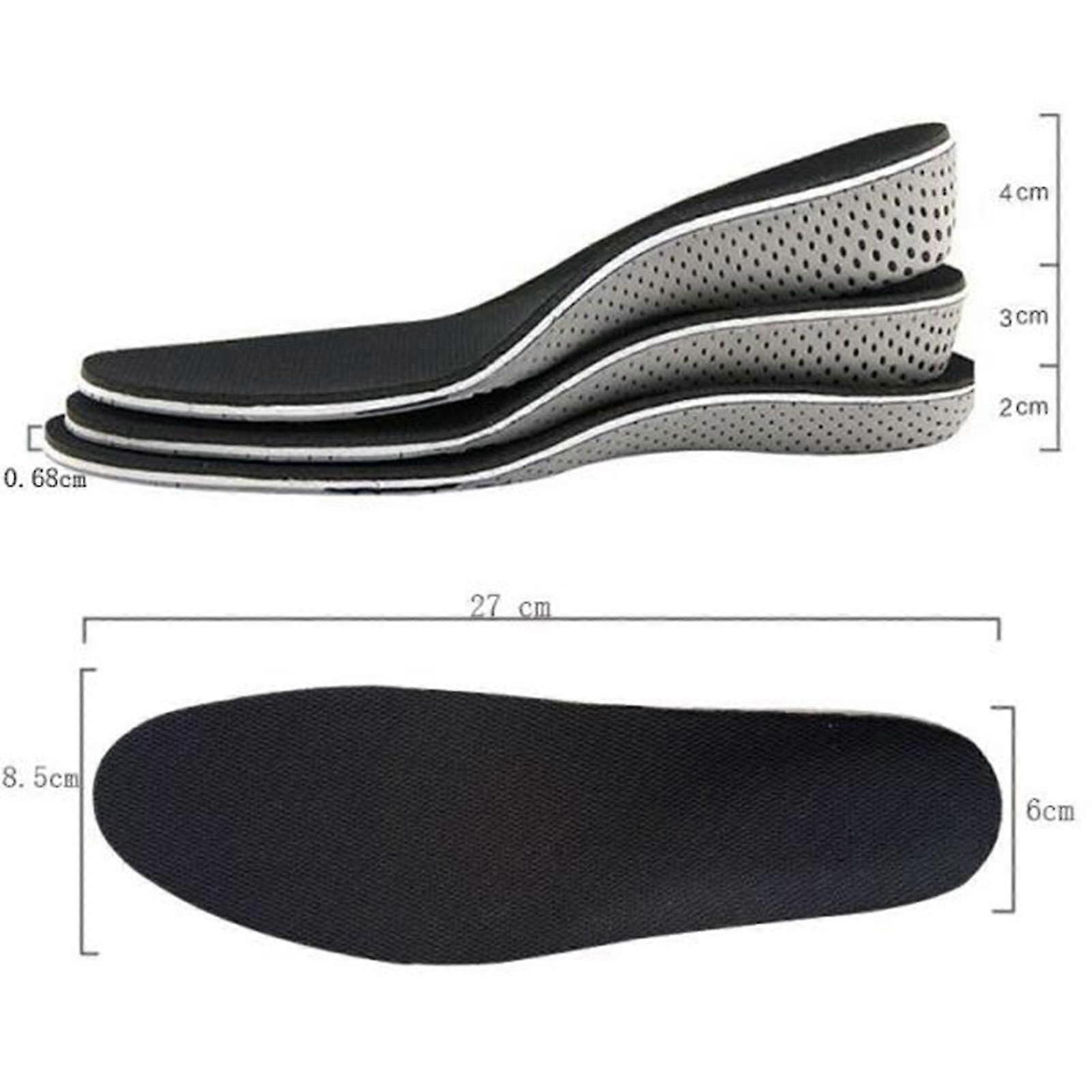 Soft Memory Foam Invisible Arch Heel Height Increase Taller Insoles - 4cm