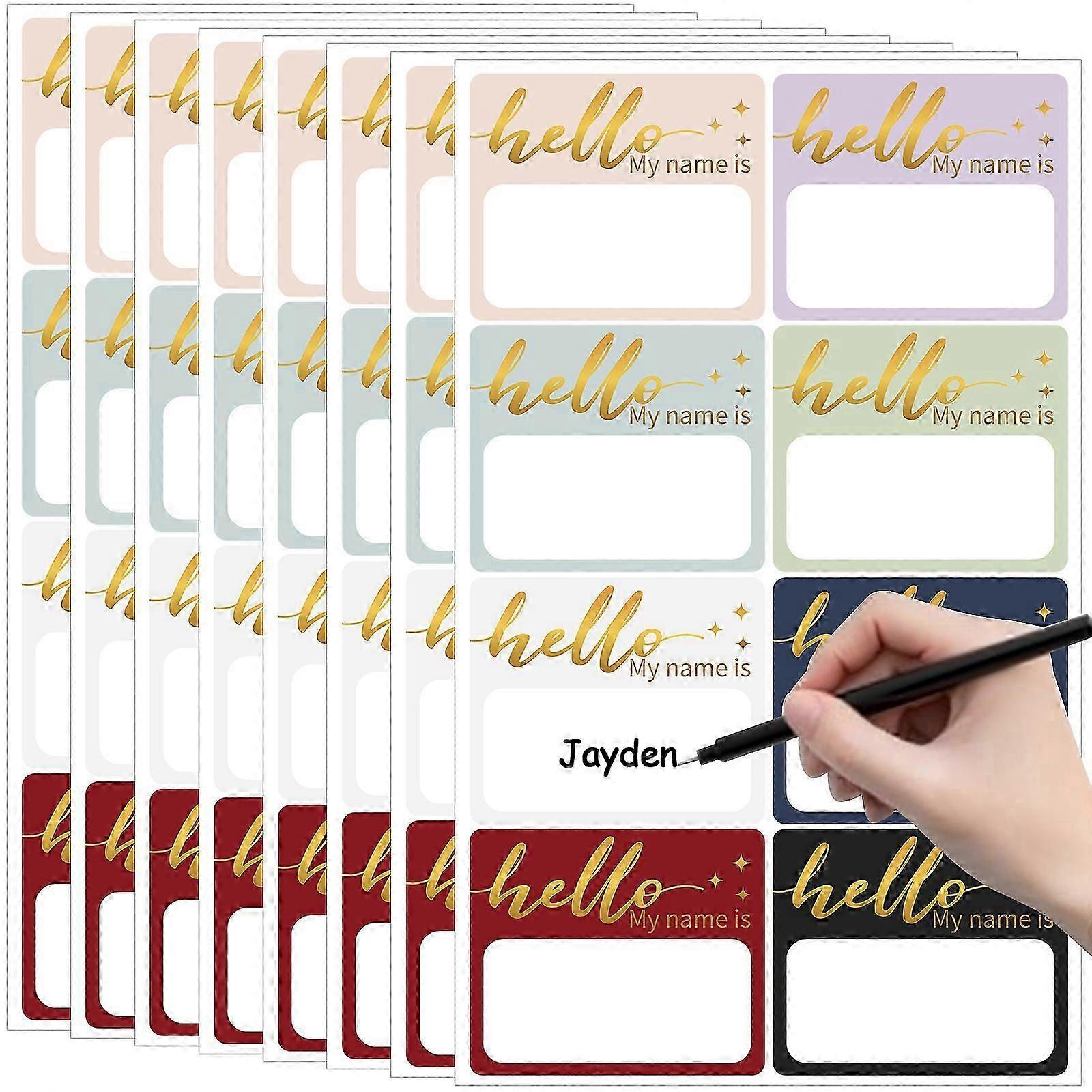 240 Pcs Name Tag Stickers Bulk Gold Foil Hello My Name Is Tag 8 Color 3 "x2.5 Labels For Clothes Classroom Business Student