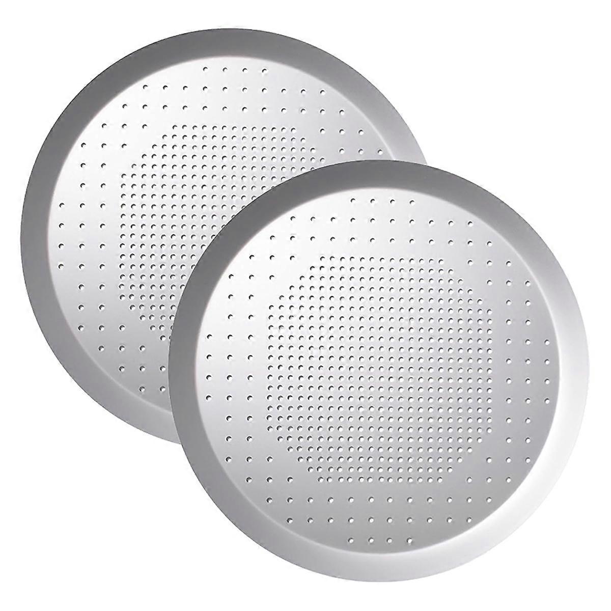 Set of 2 Round Pizza Baking Trays, Diameter 25.5 cm, with Anodised Non-Stick Coating, Pizza Oven Tra