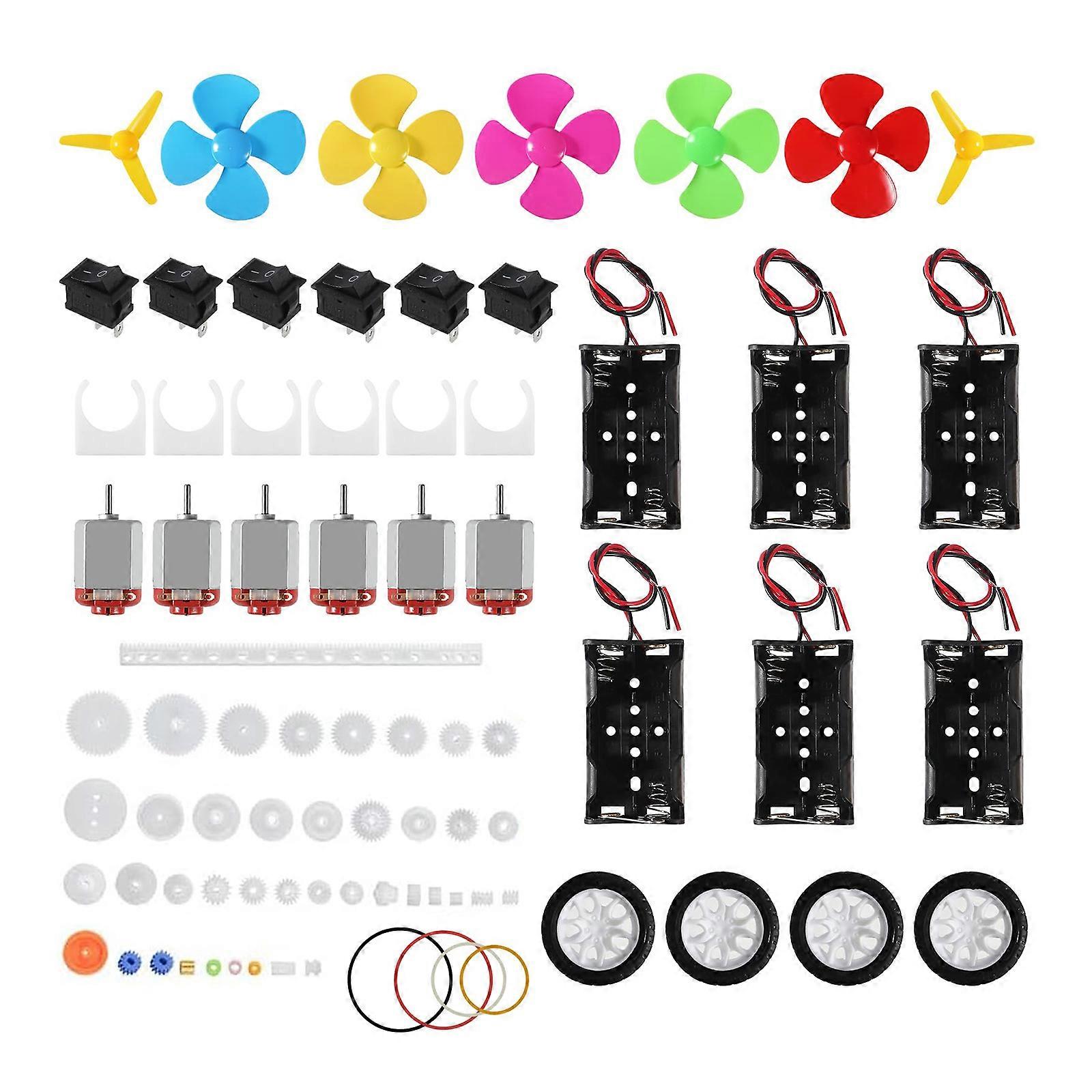 Motor Kits With Accessories For DIY Science Projects Including Battery Holder Propeller And Plastic Gears