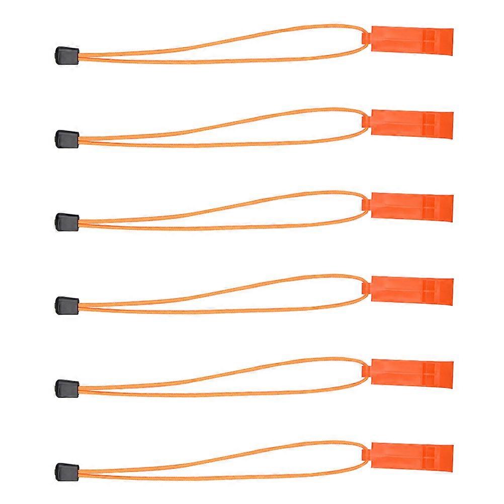 Loud Whistle Emergency Plastic Whistle For Hiking Gear Orange 7.50X2.00X0.60cm Crisp Sound 6Pcs