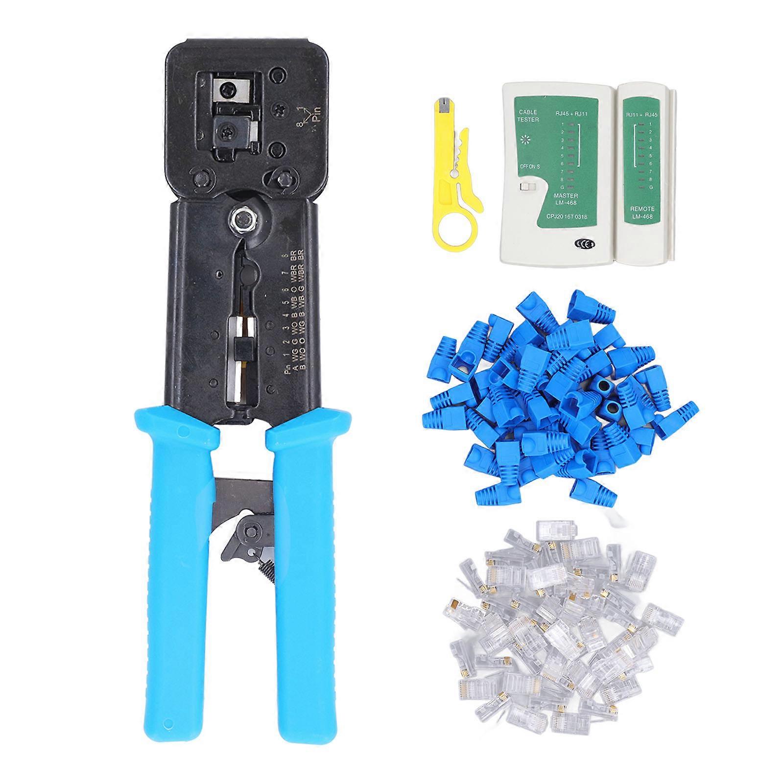 RJ11 RJ45 Crimp Tool Kit with Network Tester for Network Installation and Repair