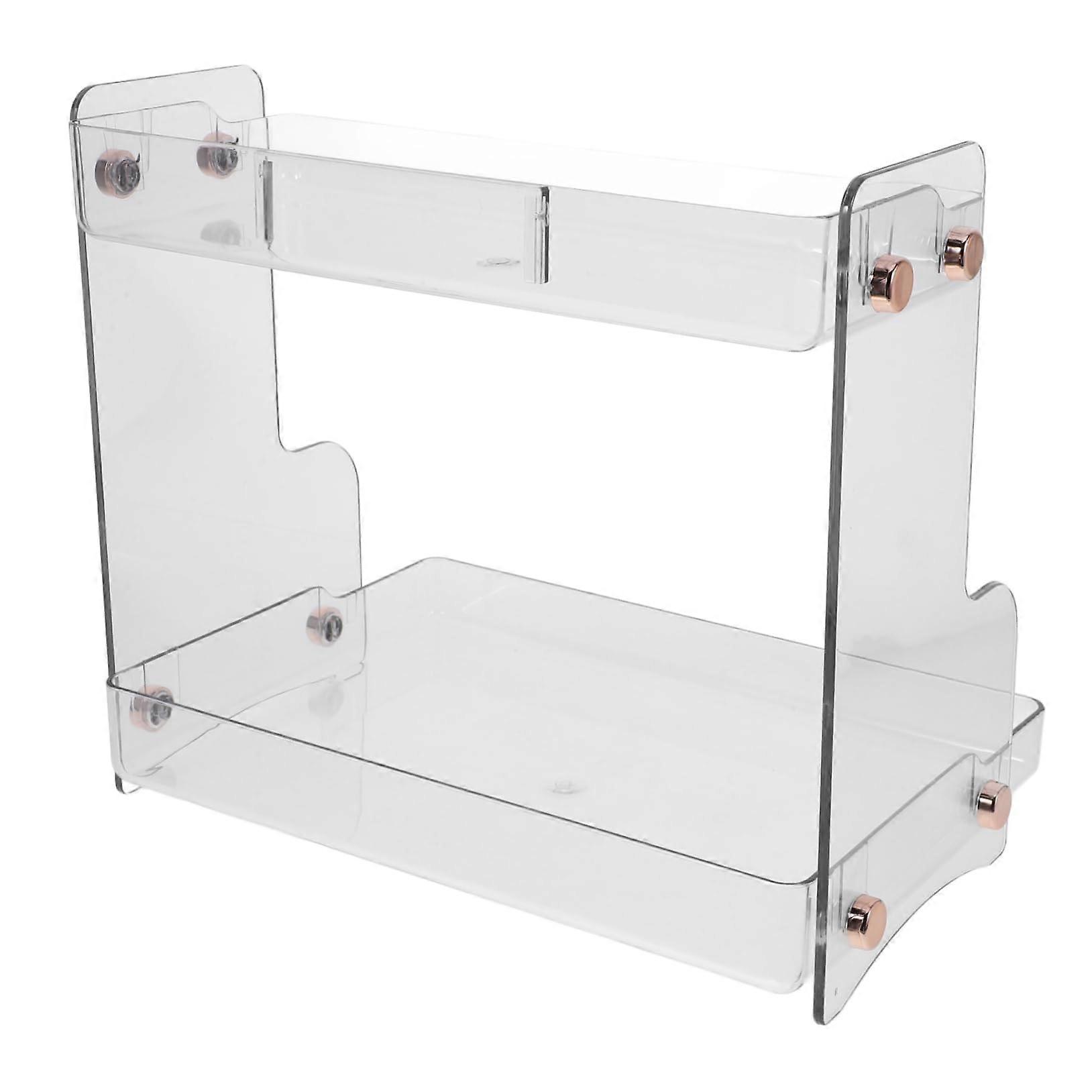Twotiered makeup storage holder, makeup display stand, dresser organizer for utensils and cosmetics