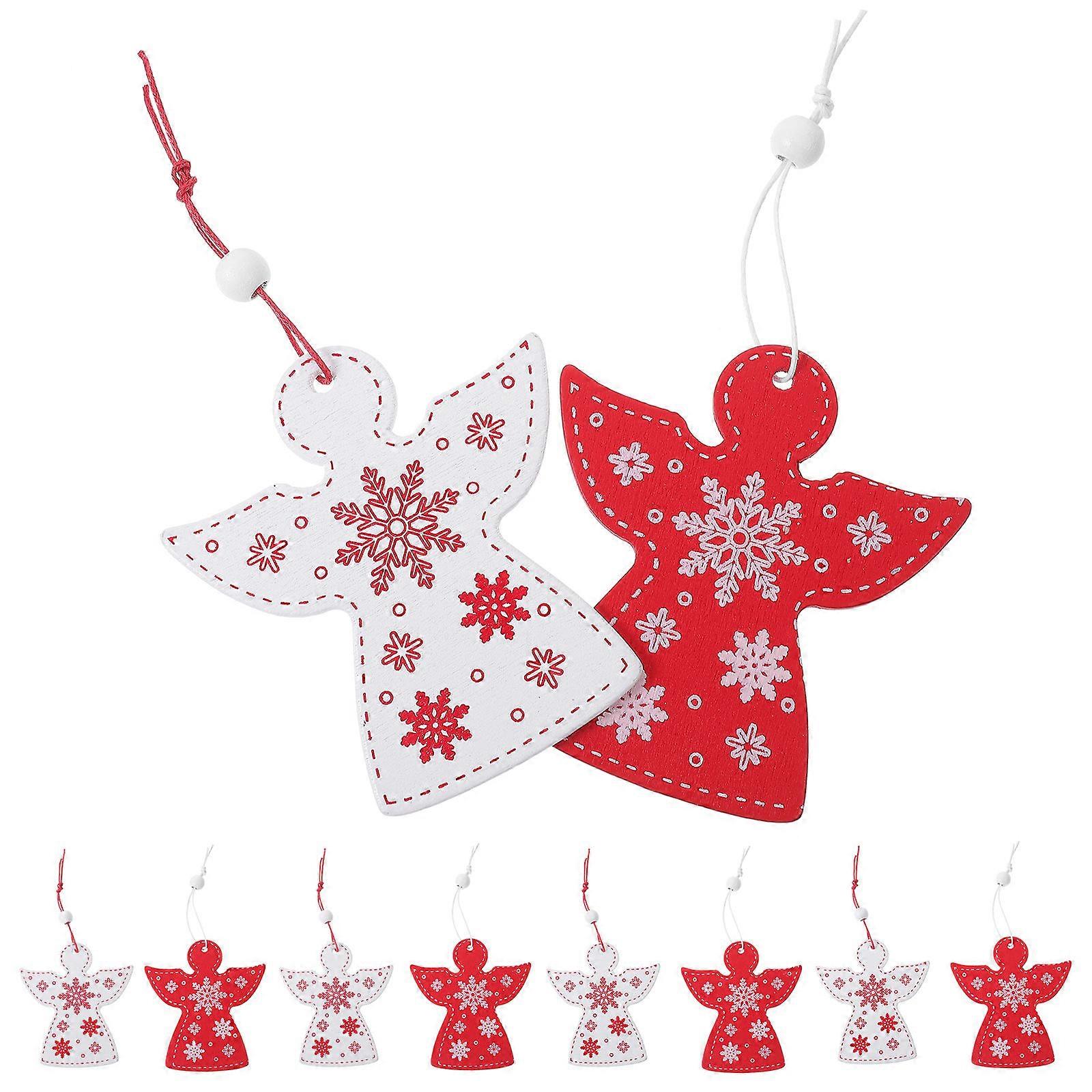 Christmas Decorative Ornaments Angel Shape For Birthday White 8.4X8cm Wood 20Pcs