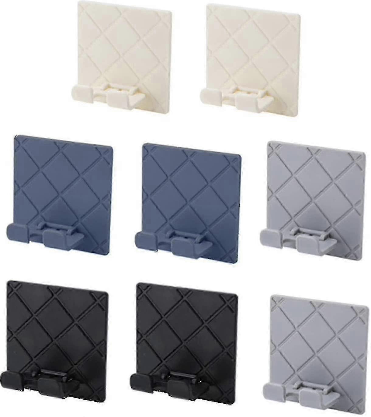 Plastic Hooks Self Adhesive - Multi-Purpose Wall Hooks for Door, Towel, Keys - Decorative Hooks (8pcs, Black+White)
