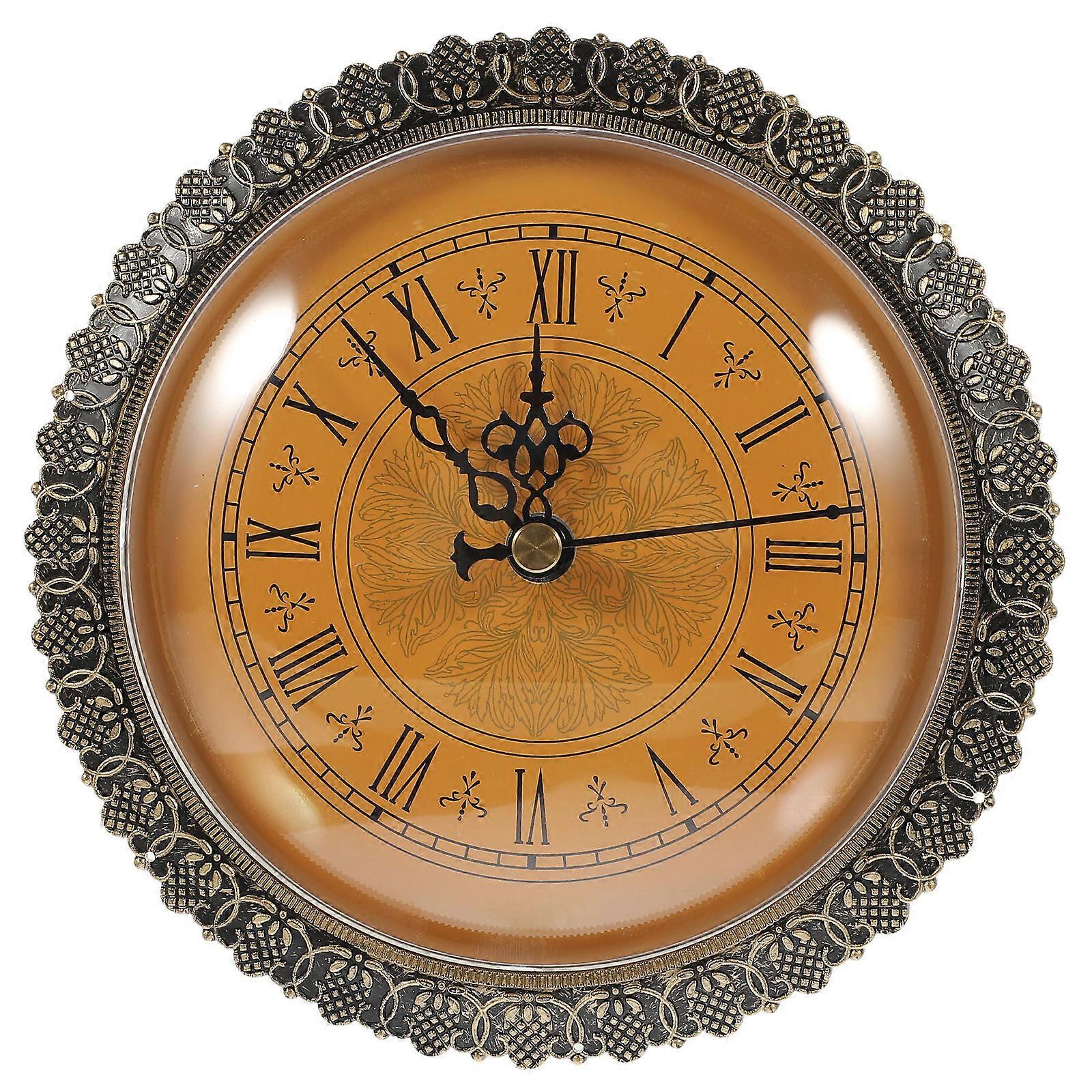 Retro Round Quartz Clock Insert with Roman Numerals, Silent Mute Mechanism, DIY Inlaid Clock Head for Crafts, Home Decor, Office Gift