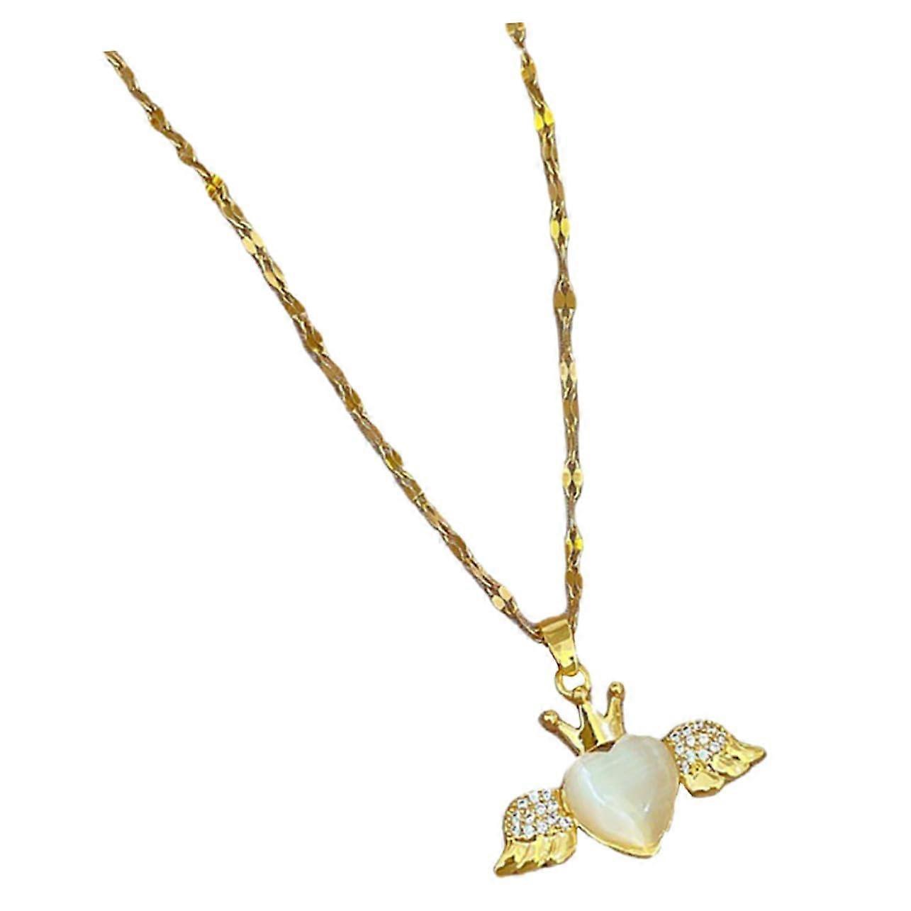 Golden Heart Pendant Necklace for Women Minimalist Clavicle Chain with Angel Hand Design for Special Occasions Like Birthdays Anniversaries