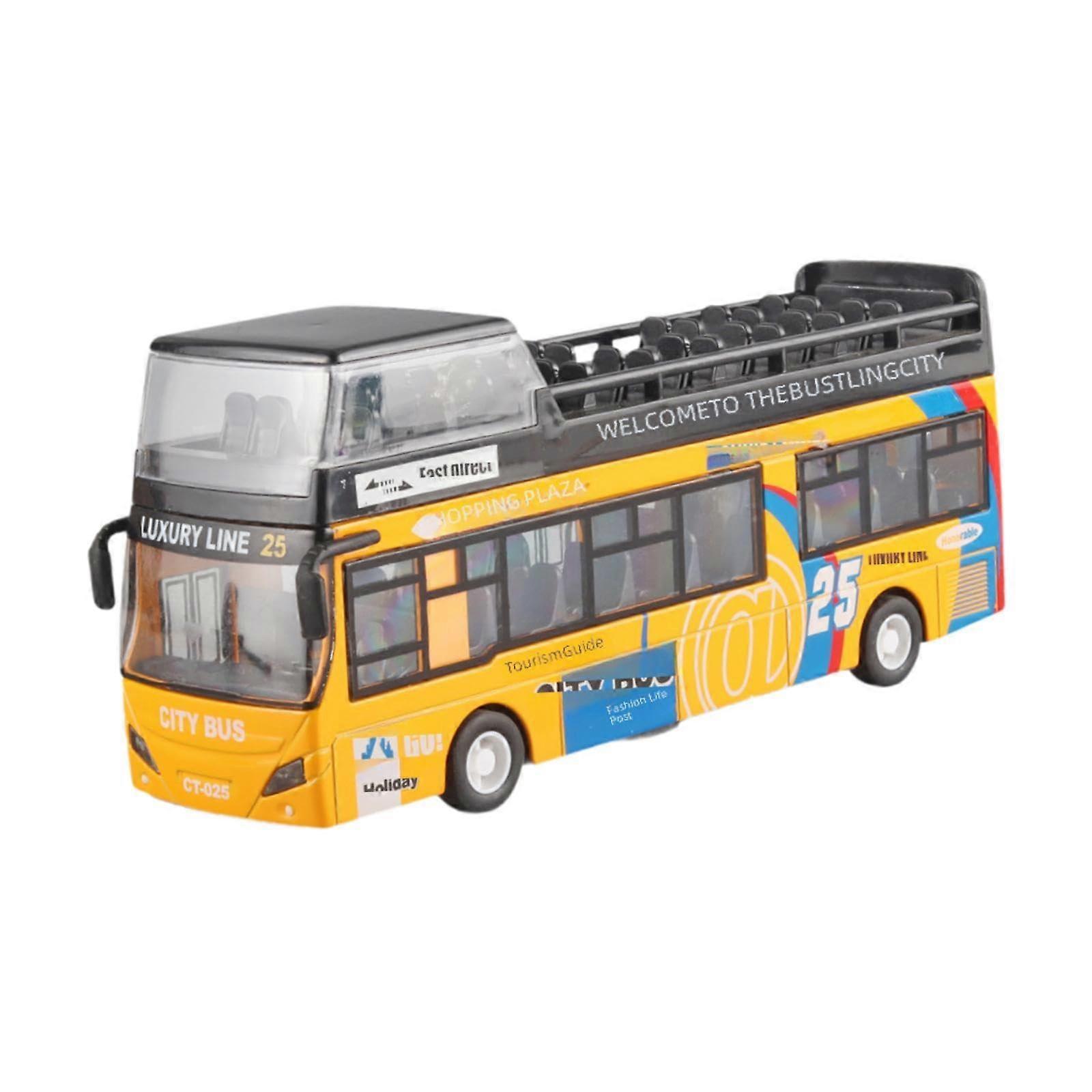 Sightseeing  Bus toy with lights and sound model car simulation toy for kids, Yellow