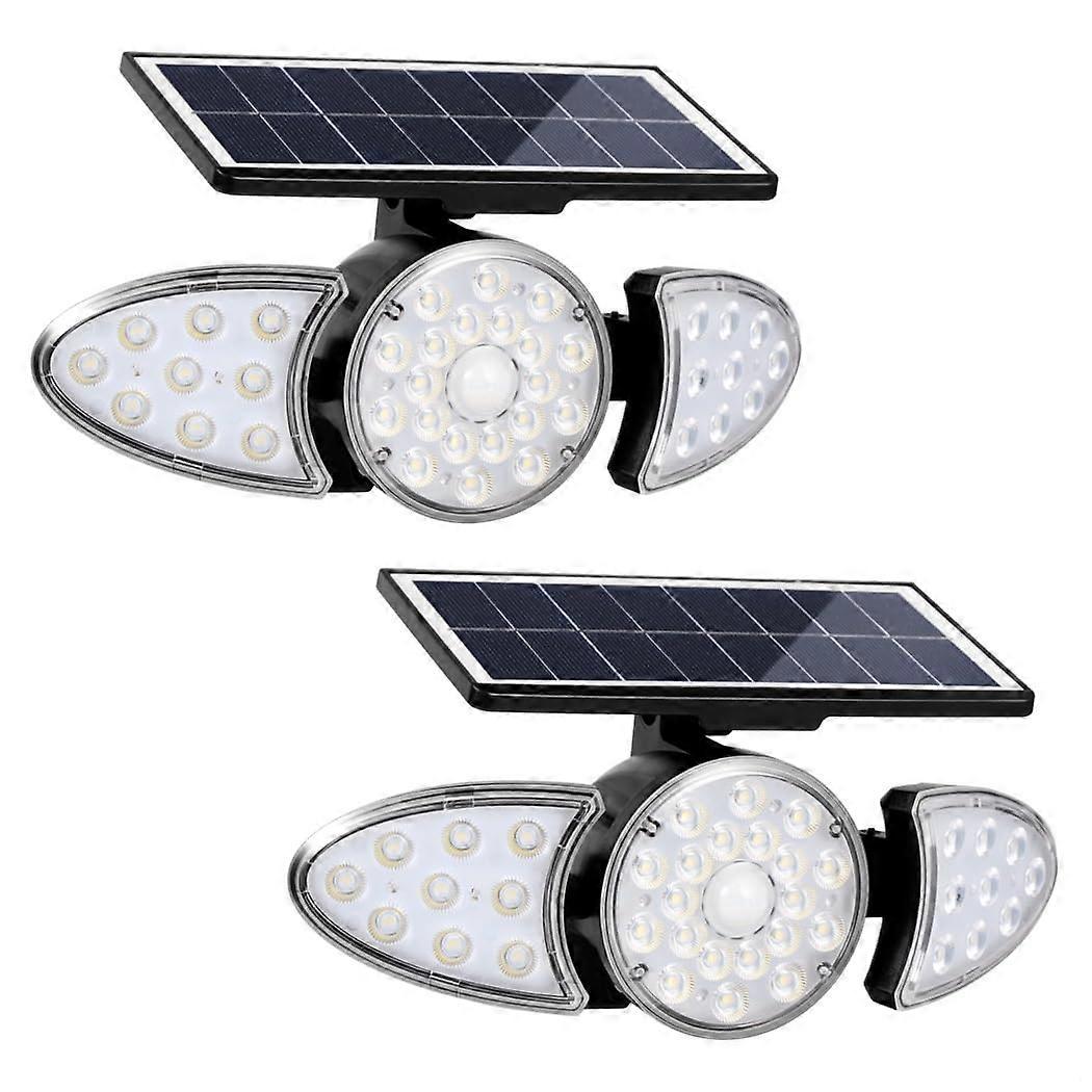 Solar Wall Lights 400LM Motion Sensor Lights with 3 Heads 270° Outdoor Security Lights for Yard and Porch 2 Pack
