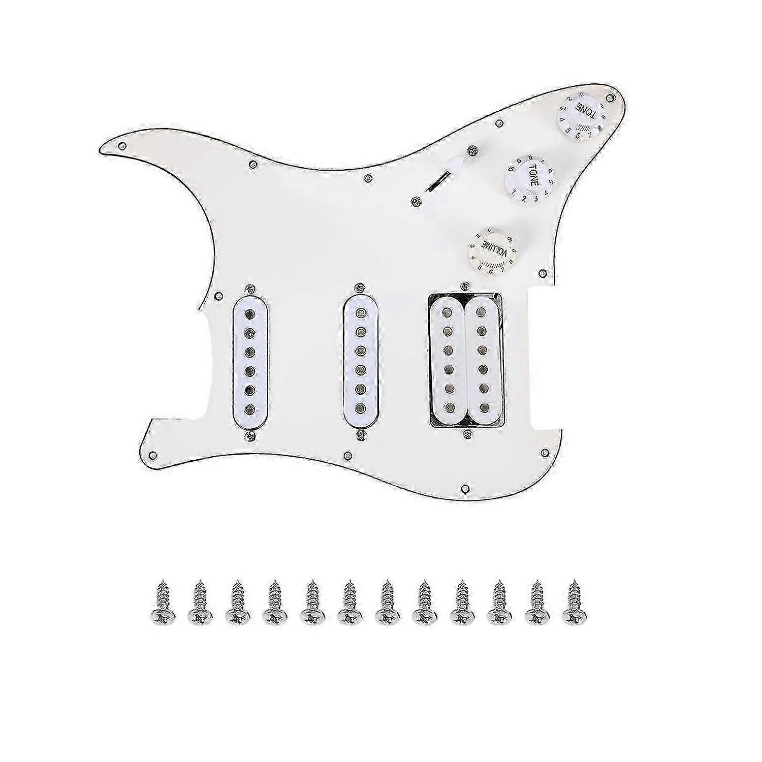 Electric Guitar Pickguard Pickups Loaded Prewired Scratchplate Assembly 11 Hole SSH White SZRH A-K