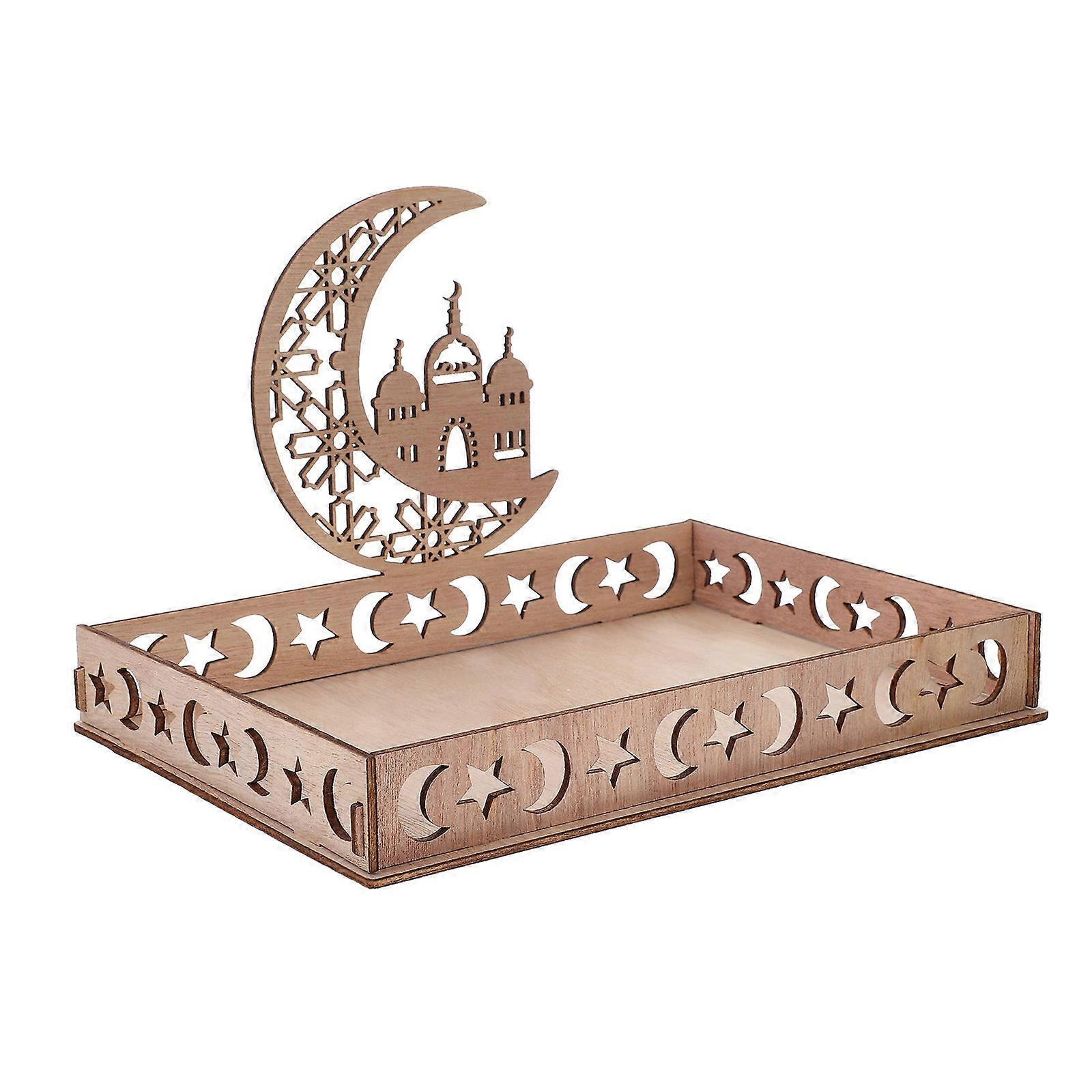 Wood Serving Tray Khaki Rectangular Decorative Table Tray 27X23X18CM Ramadan Dessert Food Serving 1Pack