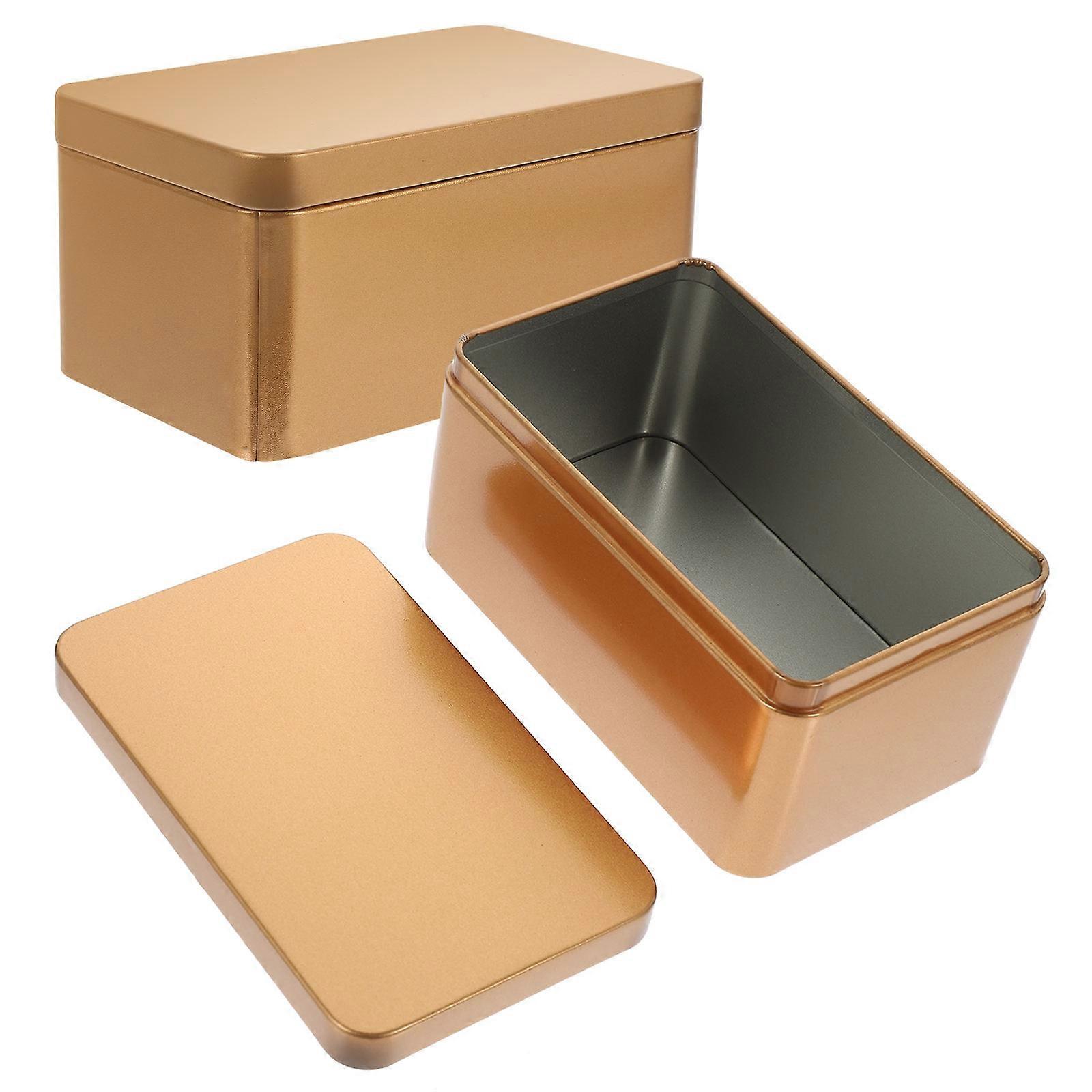 2pcs Rectangular Tinplate Tea Leaf Storage Boxes with Sealing Lid, Moisture Resistant Tea Bag Organizer and Gift Packaging Container for Home, Party,