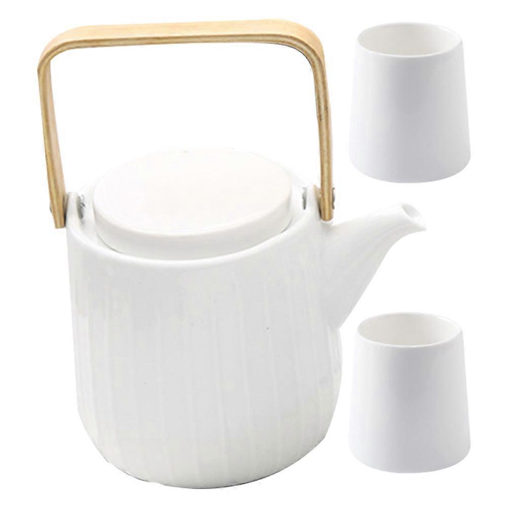 Ceramic Teapot Set Unique Teapots Home Use 6x7CM Wooden Material Mental 1Set