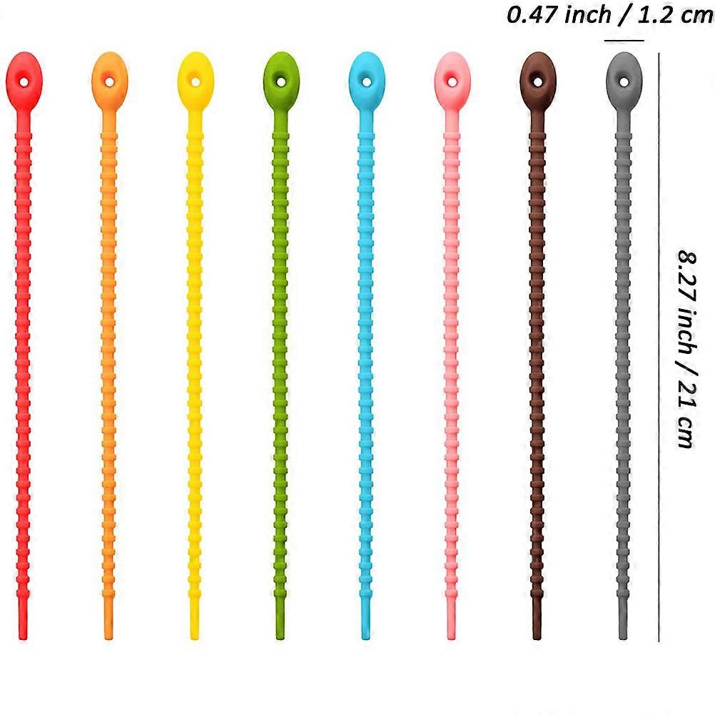 Reusable Silicone Cable Ties Wire Ties Organizer Self-Locking Fixing Ring Loop For Wires 20Pcs