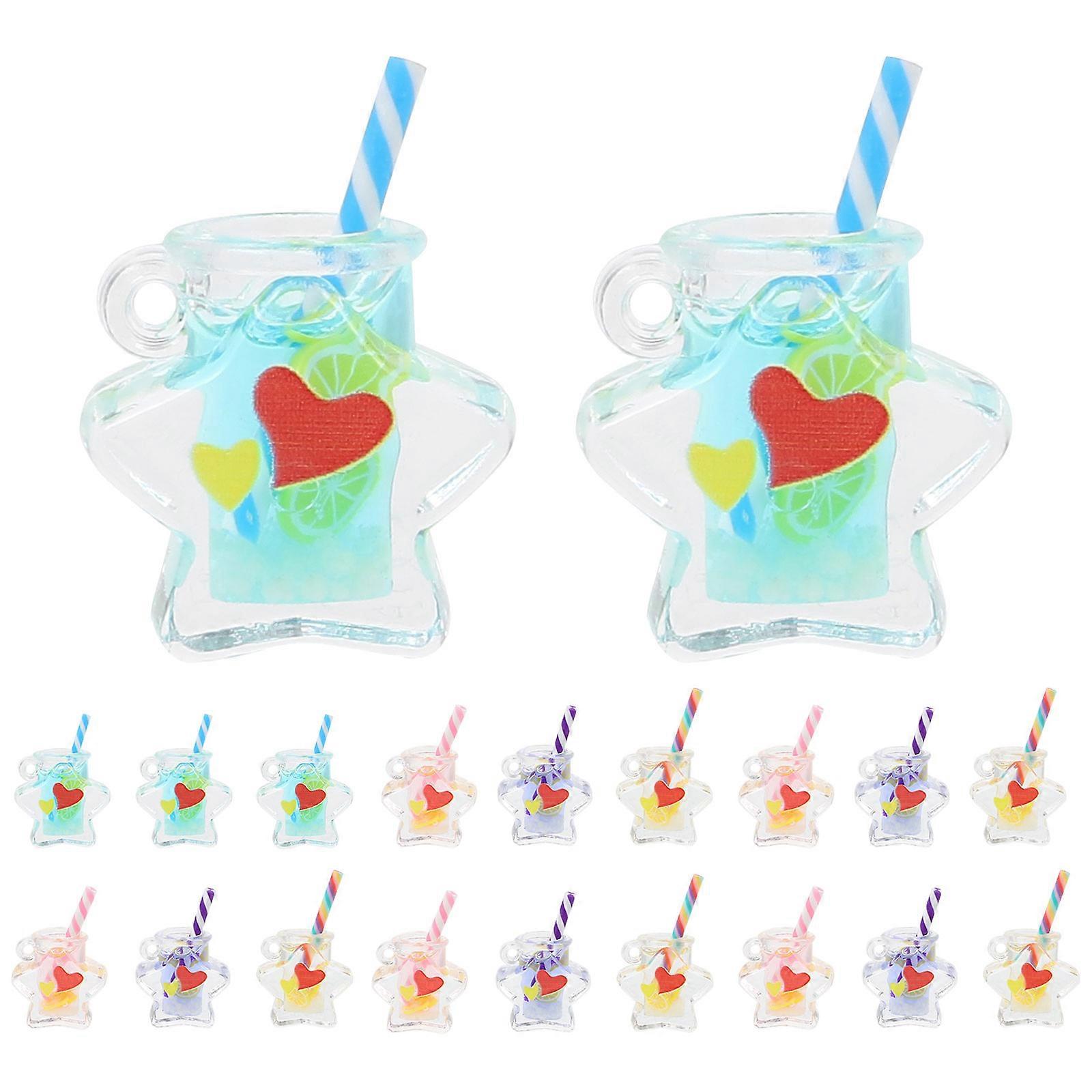 20pcs Resin Bottle Charms for Jewelry Making – Cute Heart Pendant Accessories in Vibrant Colors for DIY Bracelets, Necklaces and Crafts