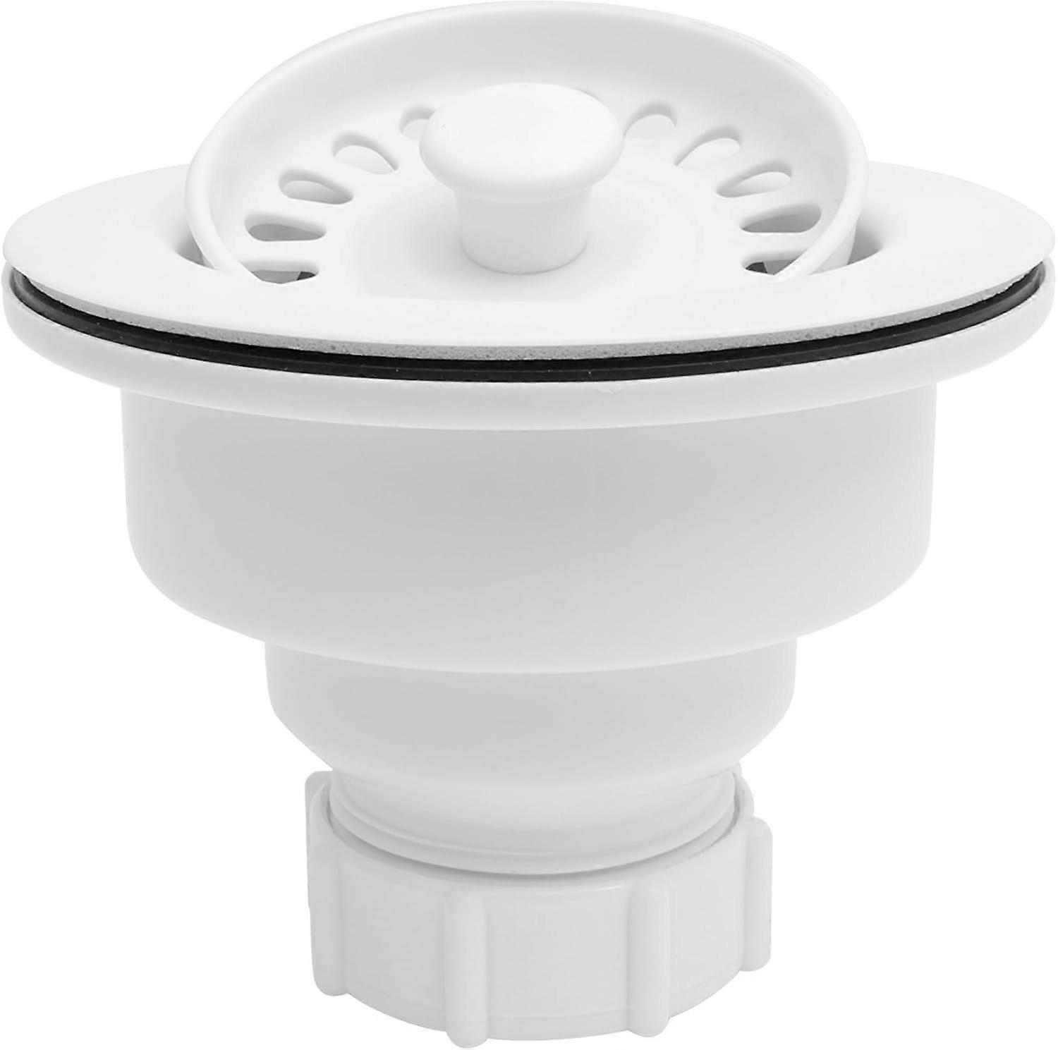 White Kitchen Sink Drain Assembly with Removable Basket Strainer, Sink Stopper