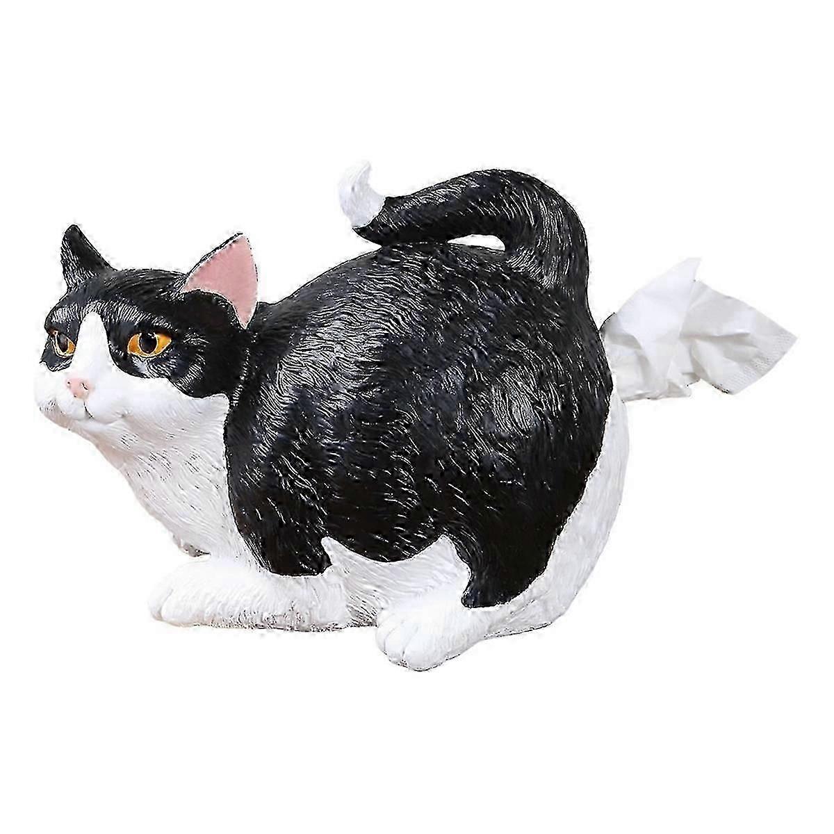 حامل مناديل بعقب القط - برتقالي غطاء صندوق مناديل مربع من Cat Tabby - لطيف ملحقات الحمام - موزع مناديل راتنج A