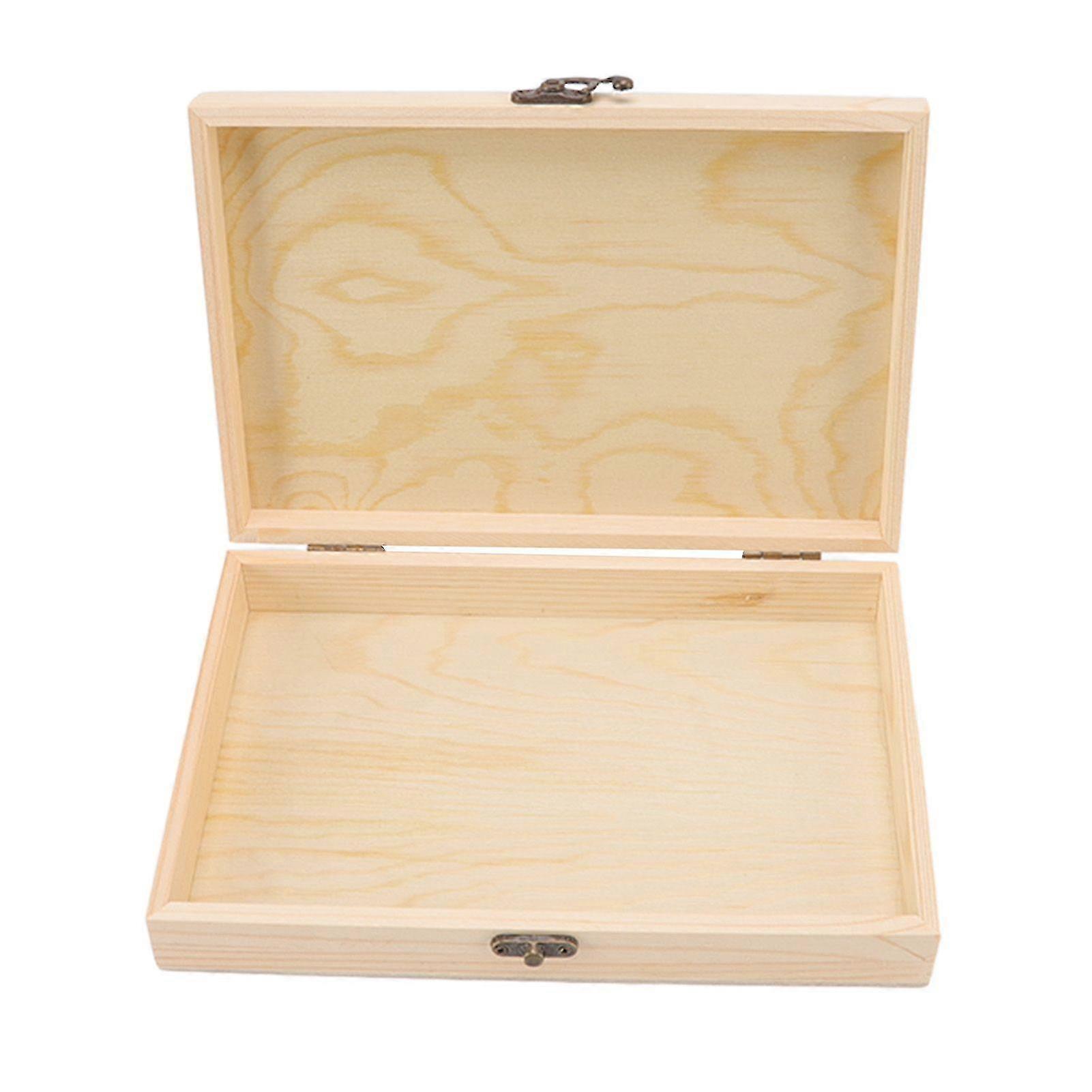 Rectangular Pine Cigar Humidor with Lid for Tea Calligraphy Cigars, Large Capacity DIY Storage Box