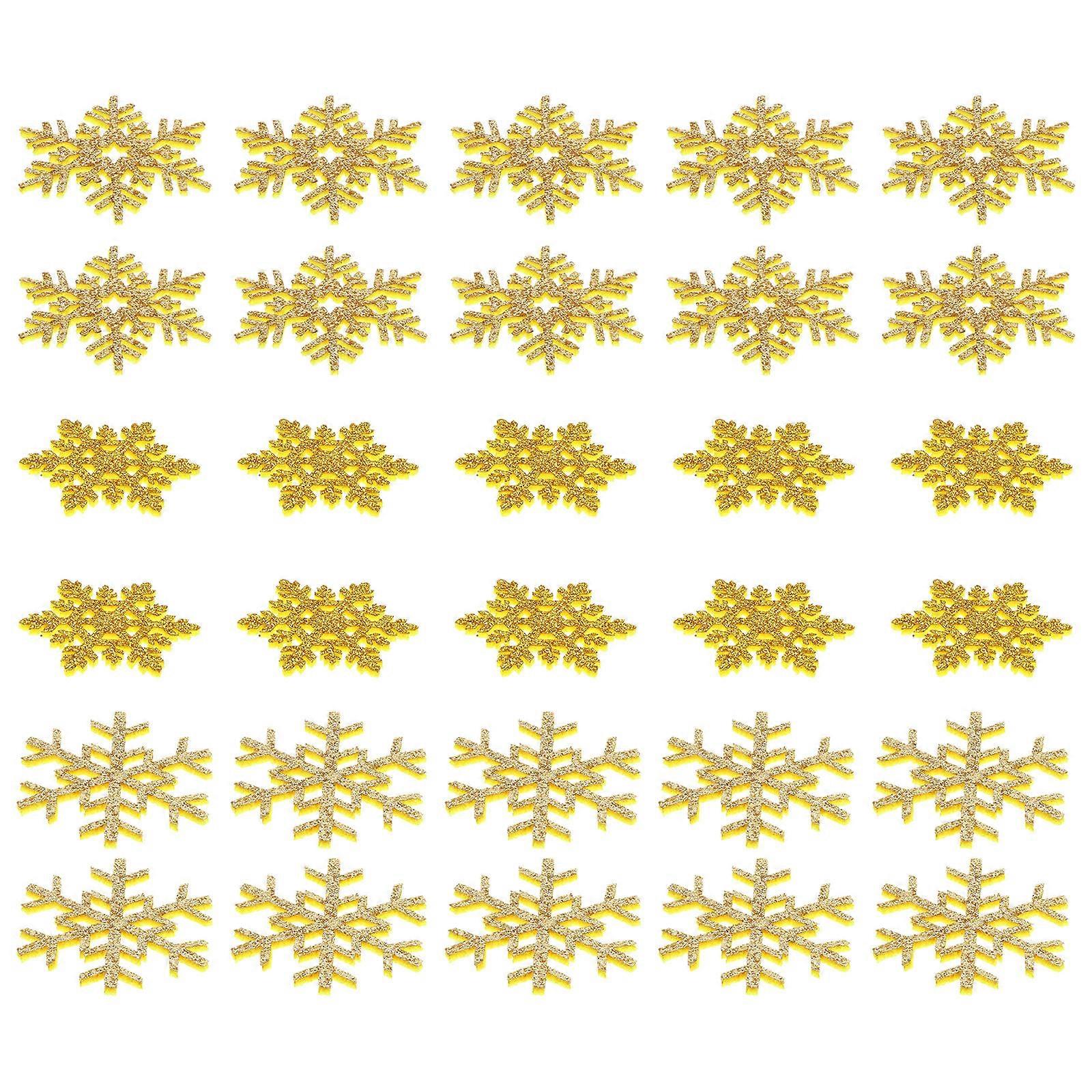 30pcs DIY Snowflake Patches for Clothing Repair – Durable Appliques for Handmade Crafts, Style Personalization, and Stain Covering – Gold Branch