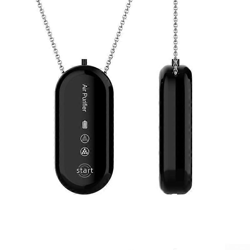 Effective mini chain air purifier designed to remove smoke and pet odors with negative ions (black) Is black