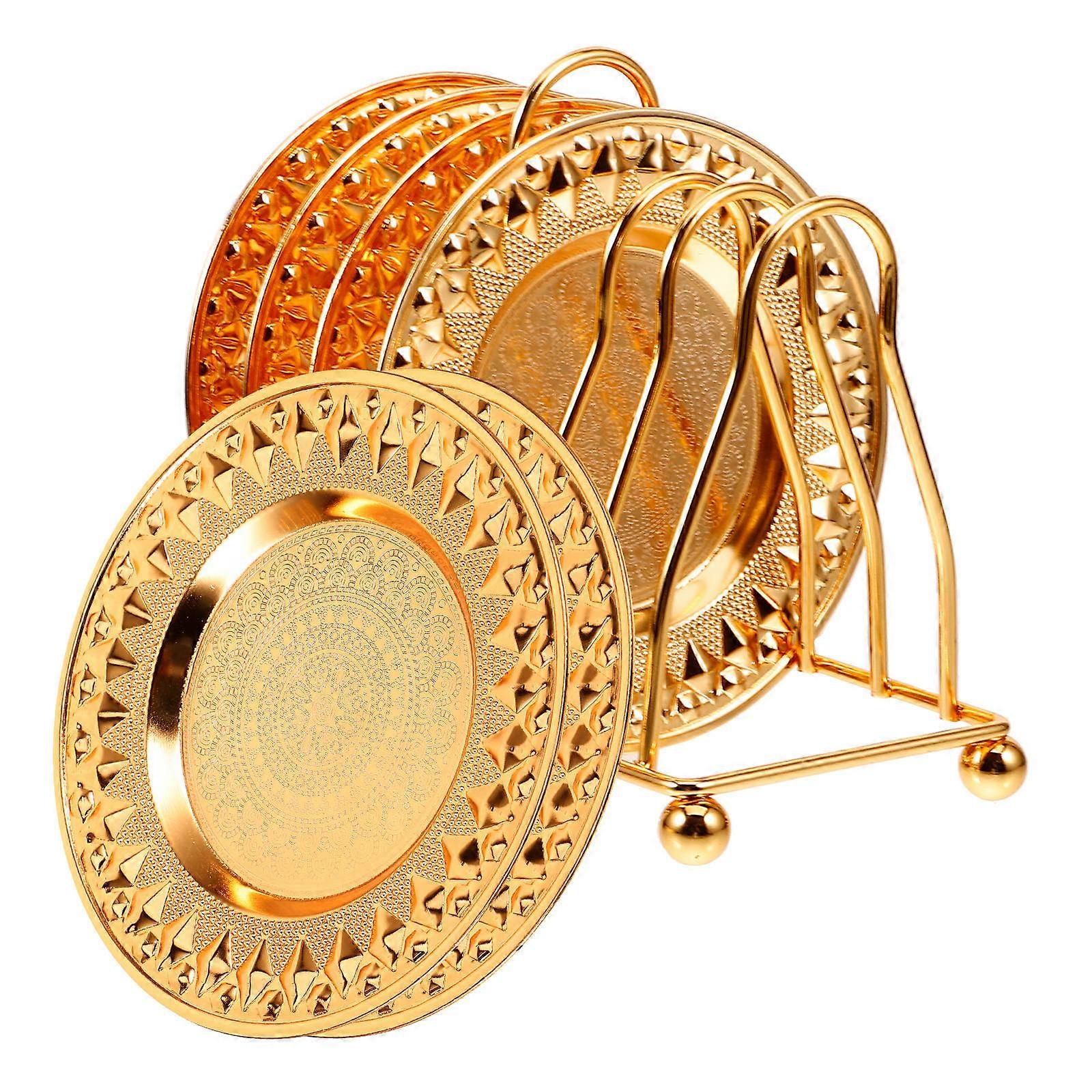 Small Reusable Snack Plate Food Serving Platters Iron Material with Storage Rack for Parties Family Dinners 1 Set