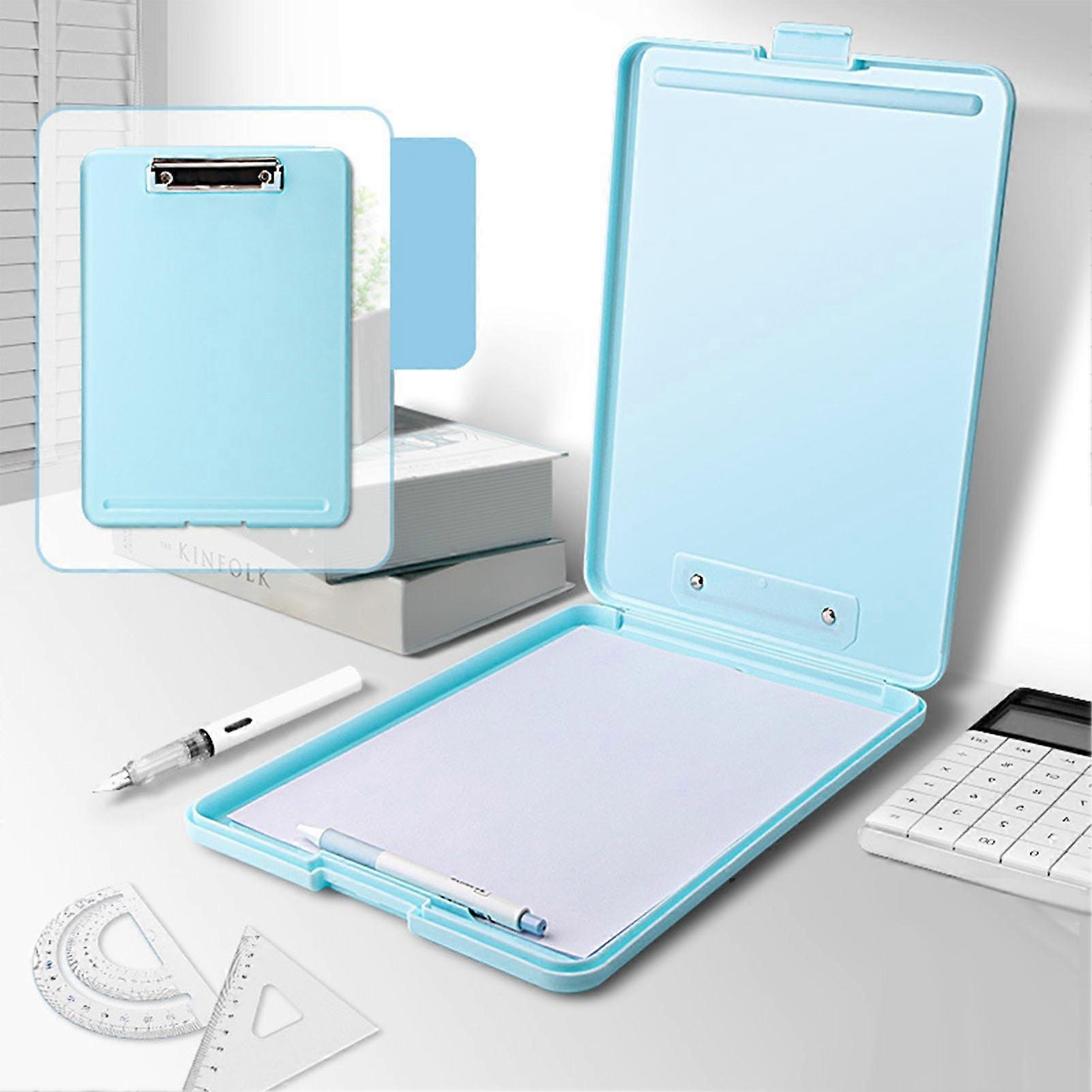 Clip Board Plastic Space Saving Paper Clip Board Stationery Gift for Test Papers Documents Blue