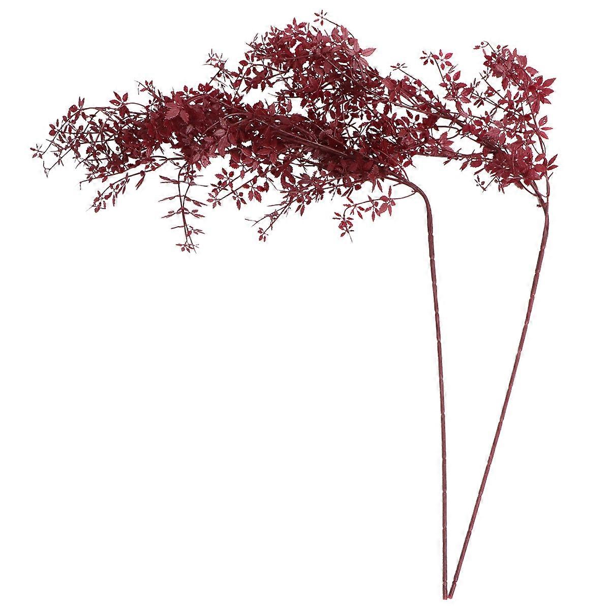 Charming Artificial Plant Decor for Home Decoration with Plastic and Iron Wire Red Color 2 Pcs