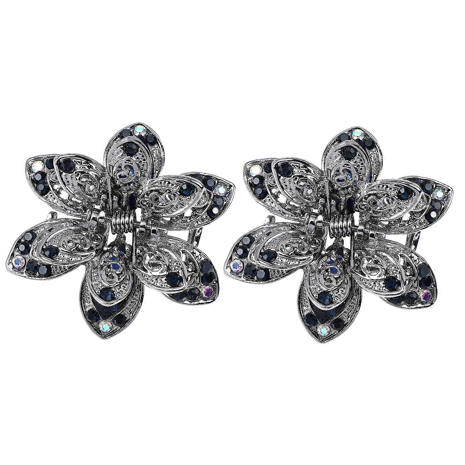 2pcs Vintage Alloy Hair Claw Clips with Crystal Metal Design