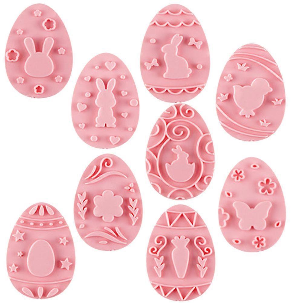 9pcs Easter Cookie Cutter, Plastic Easter Cookie Stamps, Easter Bunny Egg Chicks Cookie Mold, Easter Baking Tools Easter Party Favor Supplies