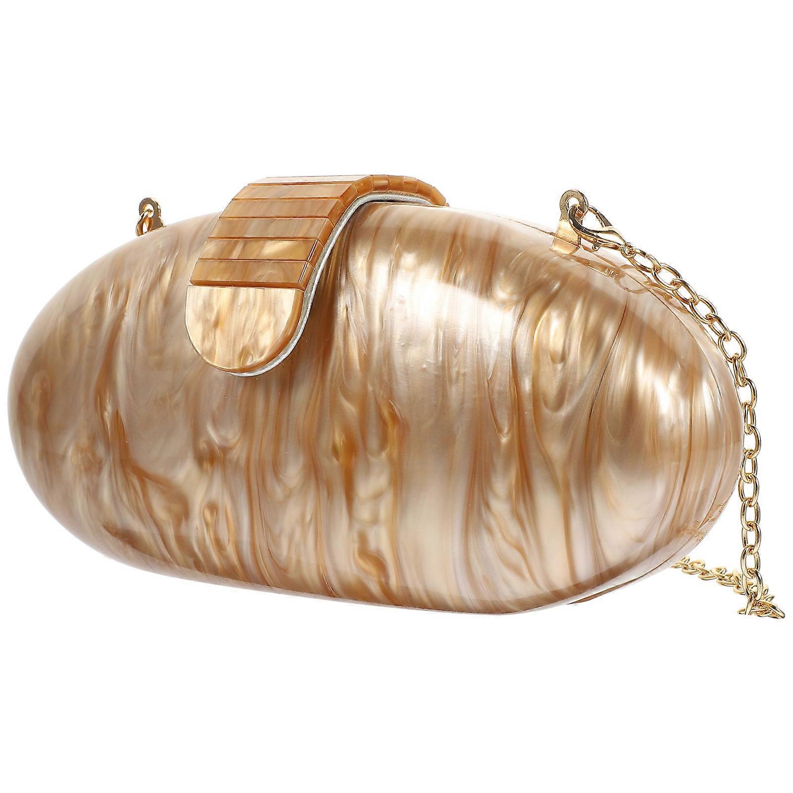 Beautiful Party Bag Goose Egg Shape Handbag Designed For Wedding Use In Golden Color With Elegant Lightweight Design 1Pc