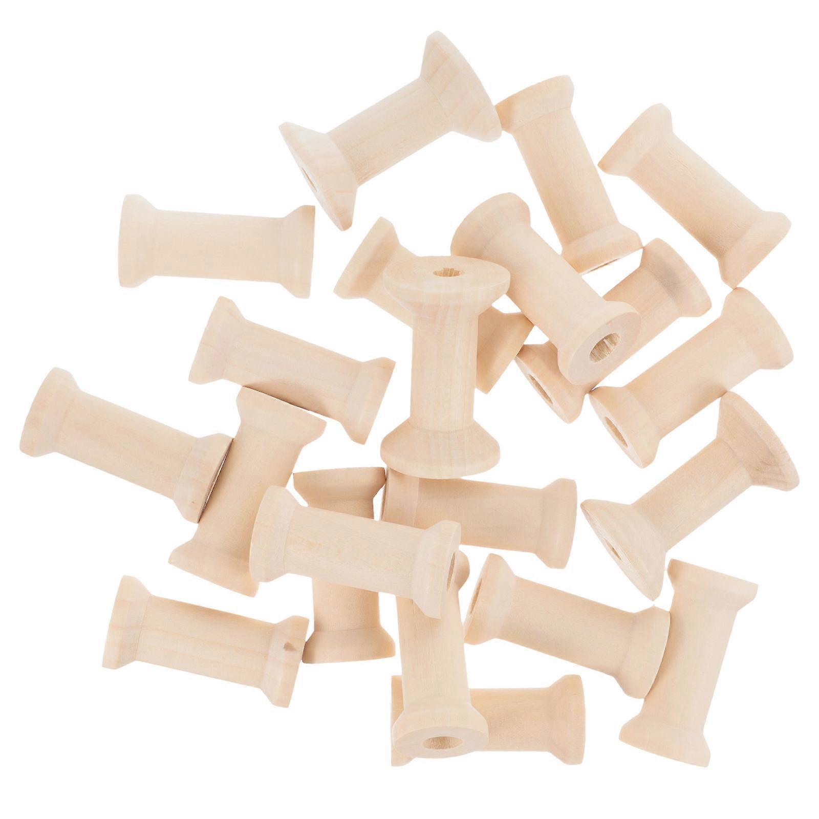 40pcs Durable Wooden Spools for Crafts DIY Work Khaki Empty Thread Spool with Smooth Surface 1 inch