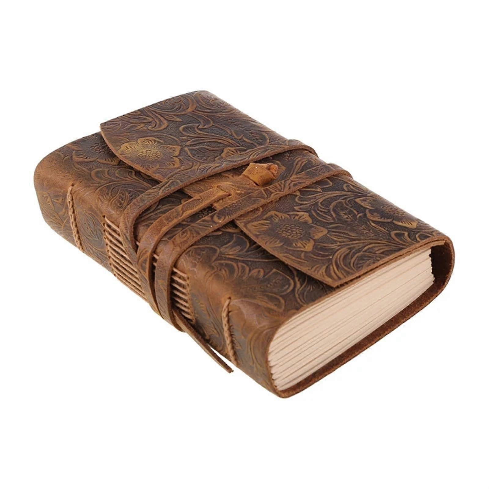 Vintage Travel Notebook Leather-Softcover Style2, 400 Pages, Flexible Strap