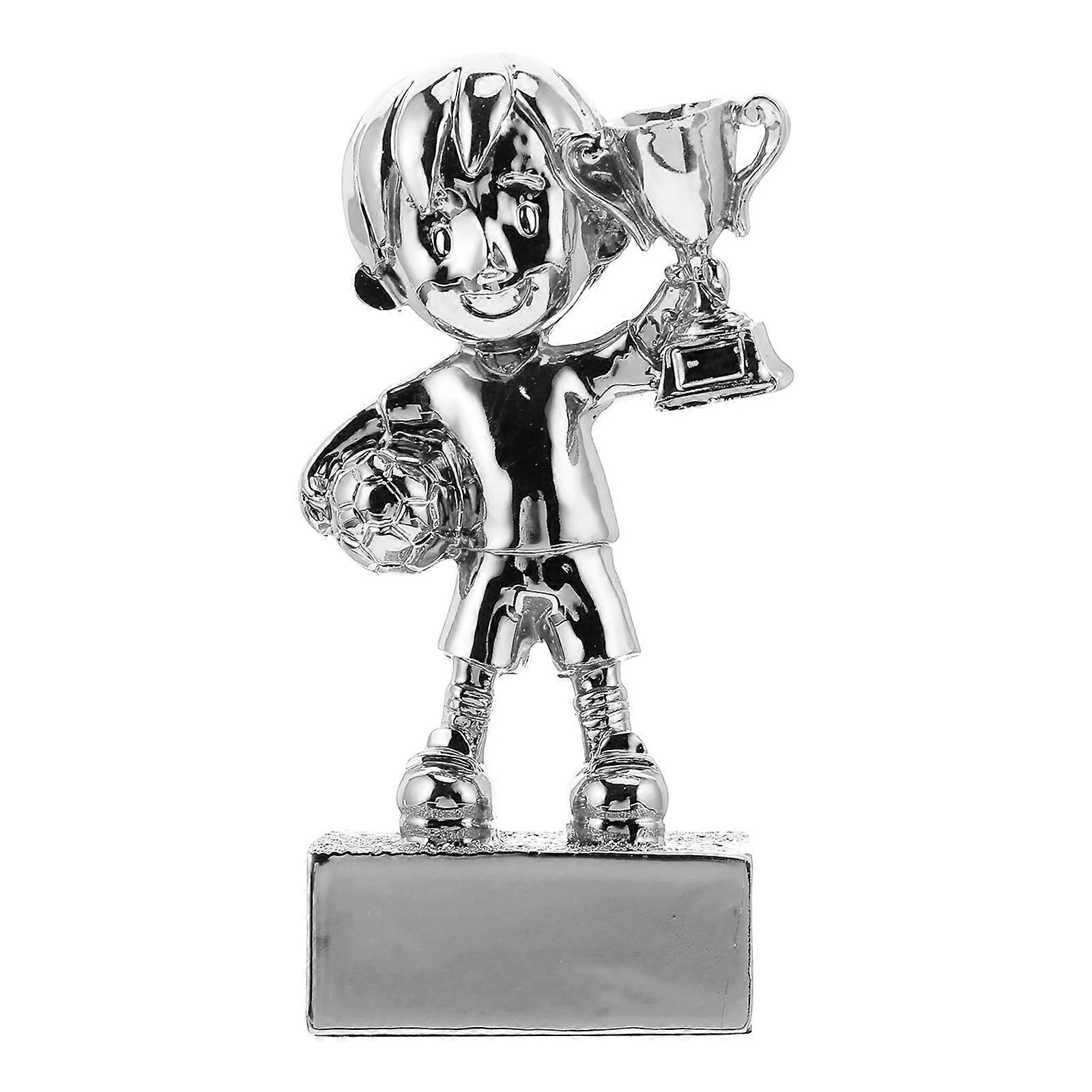 Silver Synthetic Resin Football Trophy for Decor with Creative Design and Smooth Surface 6.5 inches