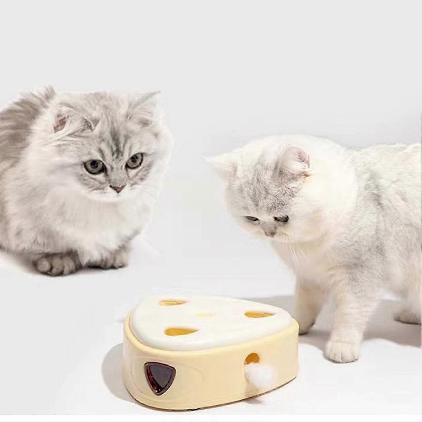 SCSYV Interactive Electric Cat Teasing Toy Auto On Off Triangular Automatic Sensing Toy Cat Teaser Machine