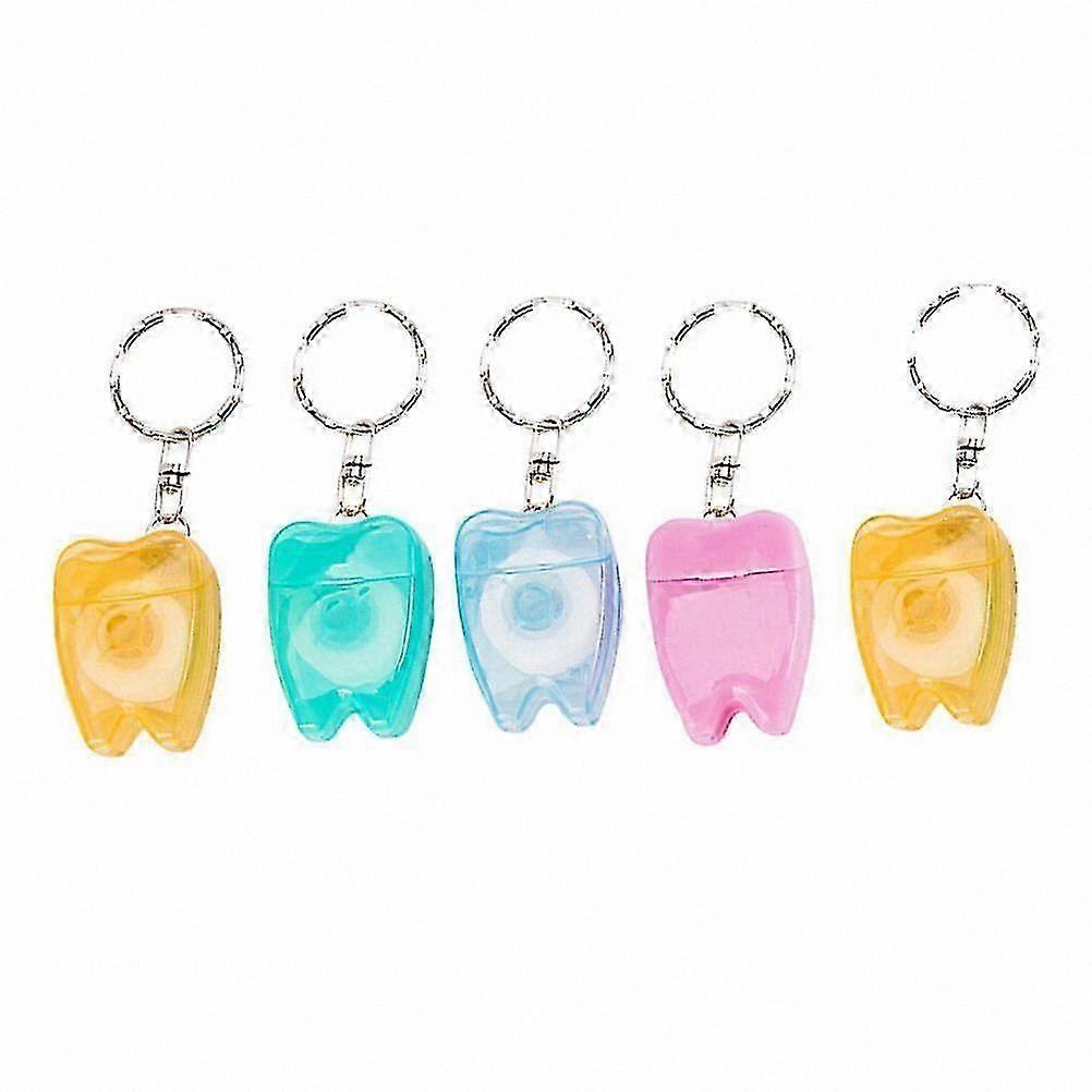 5-Pack Portable Dental Floss Holders with Keychain for Travel and Cleaning Use