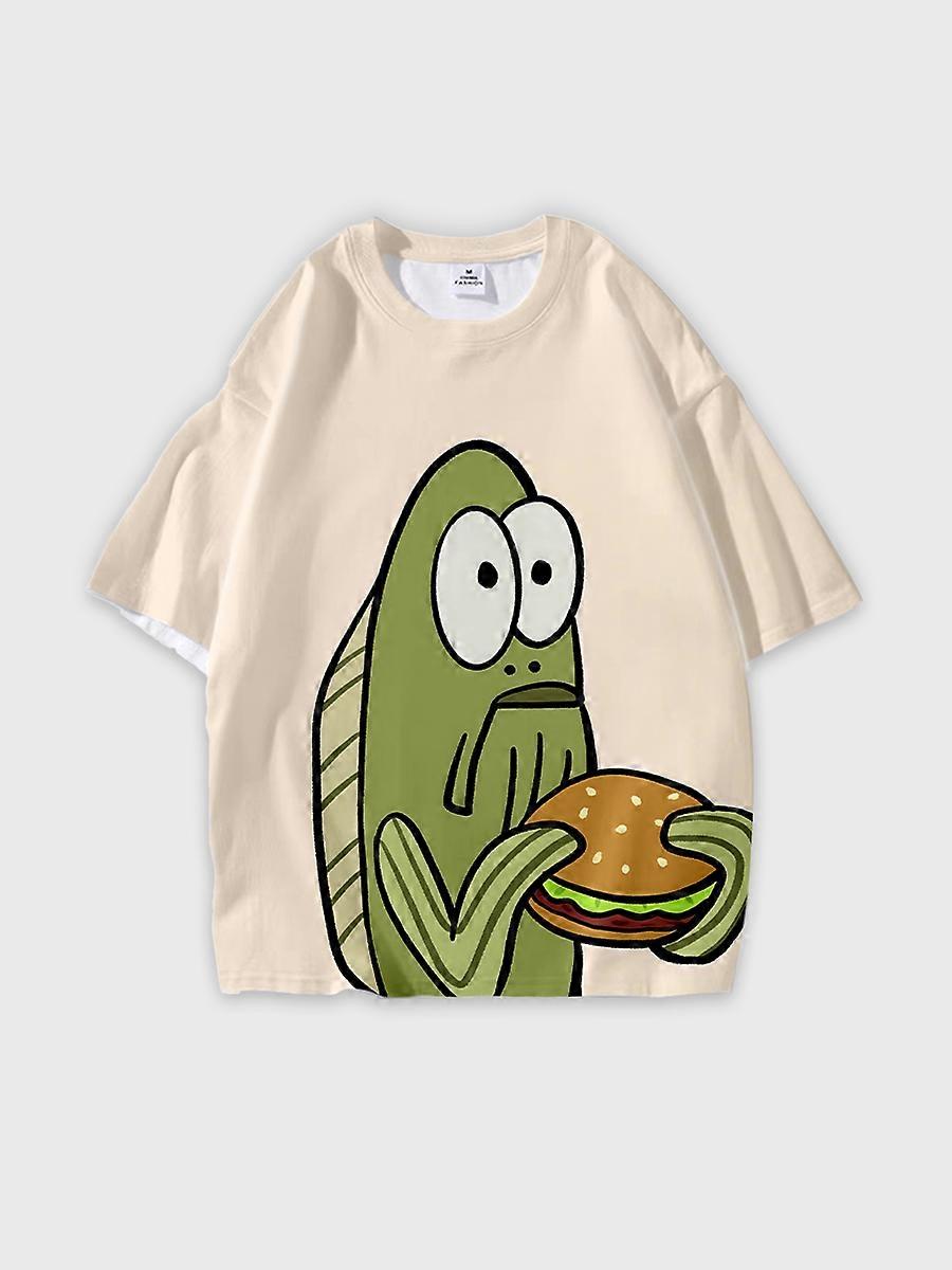 T-shirt round neck Anime Pattern loose short sleeve D1394