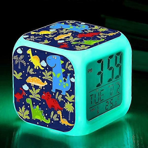 Alarm Clock for Kids, Boy Gifts, Digital Alarm Clocks, Led Night Glowing Cube LCD Clock with Light C