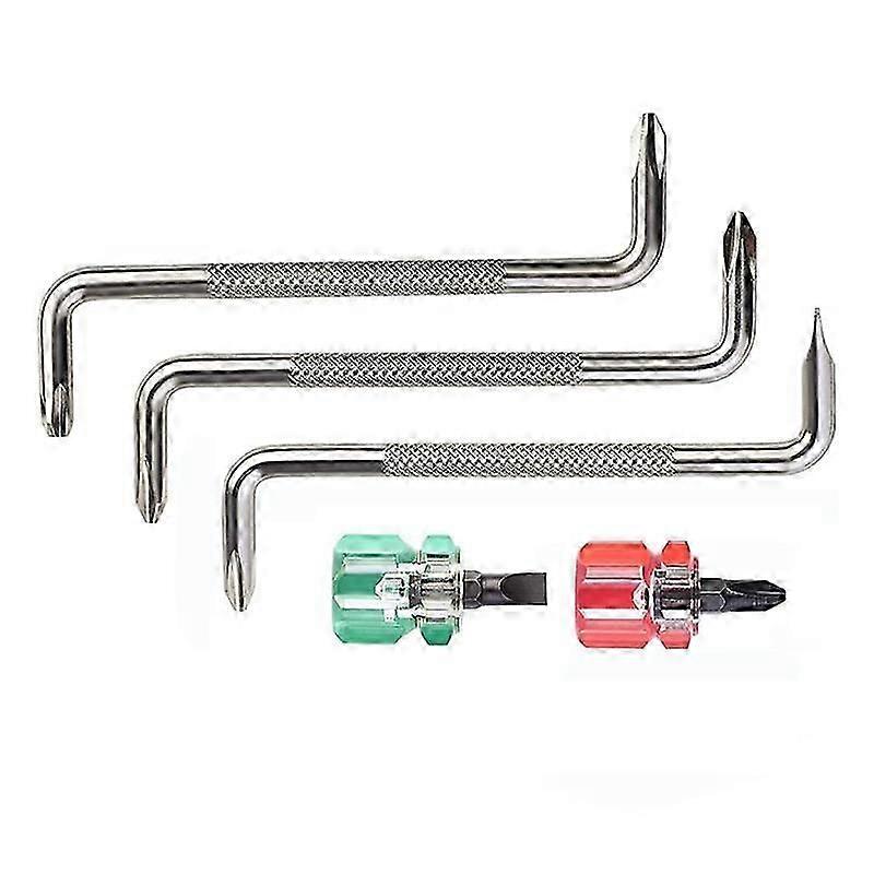 5 in 1 Offset Screwdriver Z Shaped Screwdrivers Magnetic Slotted Double Head Hand Tool Set