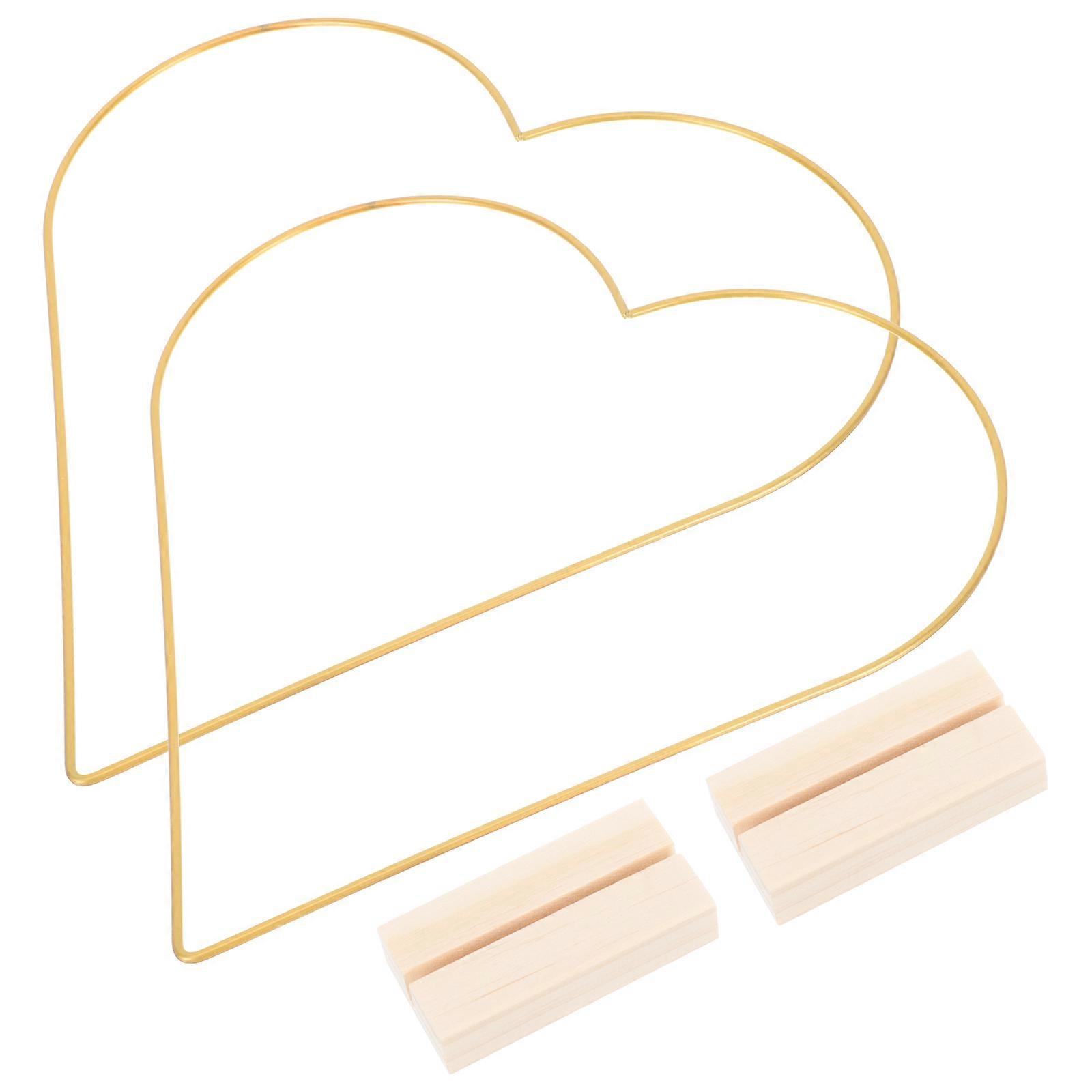 Heart Shaped Iron and Wood Hoop Rings for DIY Wedding Wreath Craft Supplies with Base Assorted Color