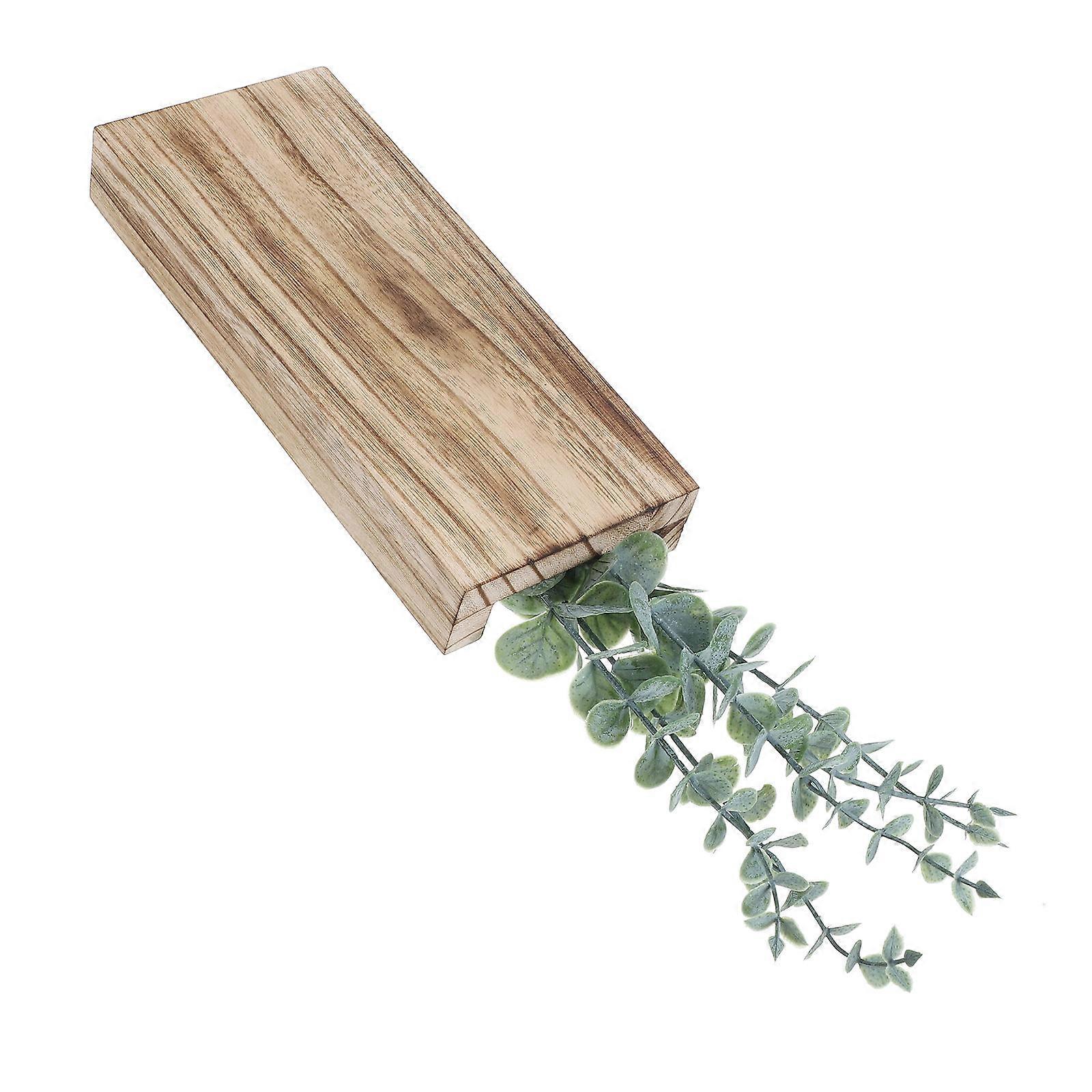 Brown Wood Wall Hanging Vase for Home Decor Minimalist Indoor Planter Easy Installation 11.8 inches