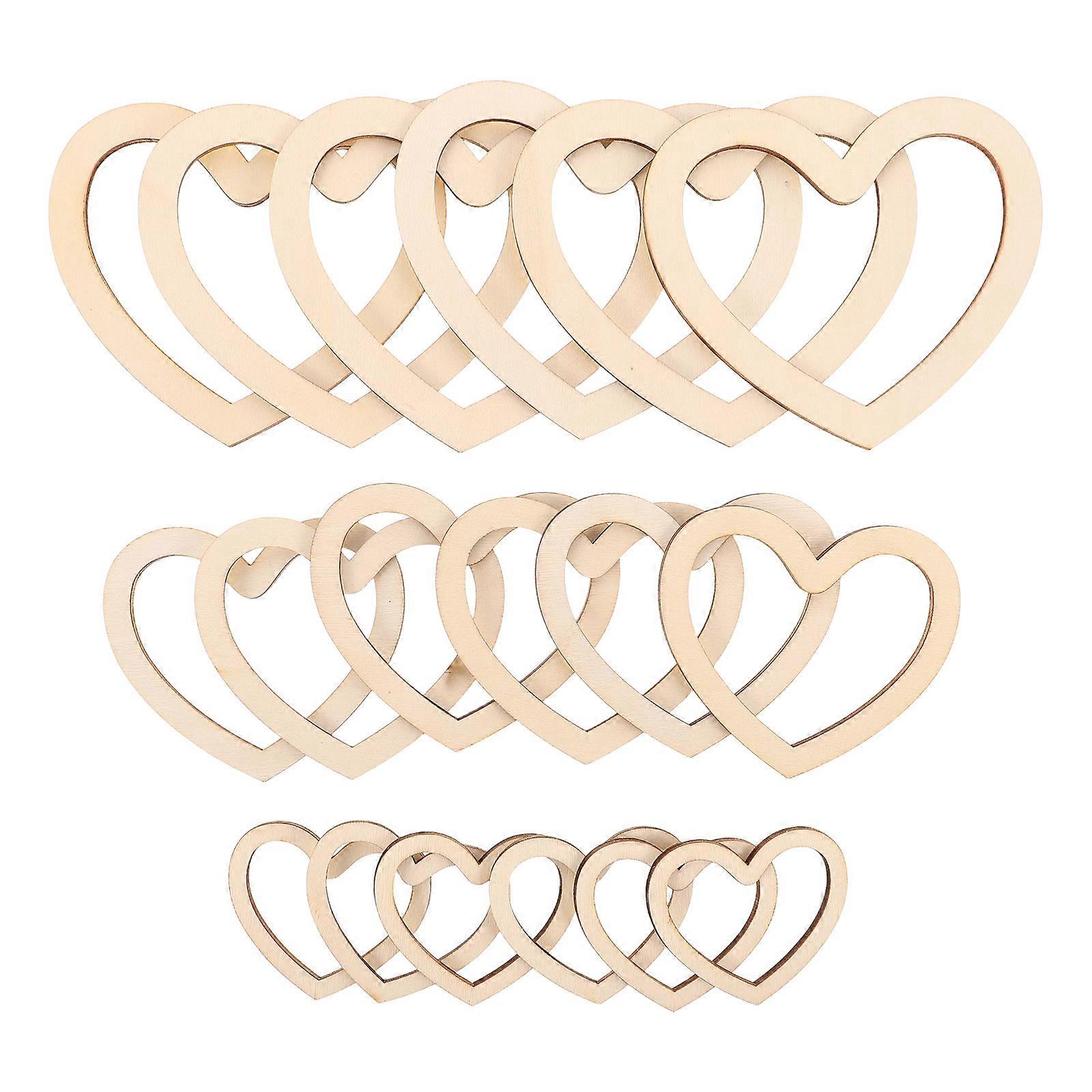 Heart Shaped Wooden Rings Unfinished Base Dream Catcher Frame Wall Decoration Nursery Wreath Making Khaki 18Set