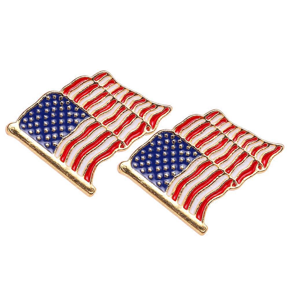 Flag Lapel Pin 2Pcs Assorted Color Alloy Lapel Pin for Decoration with Versatile Styling