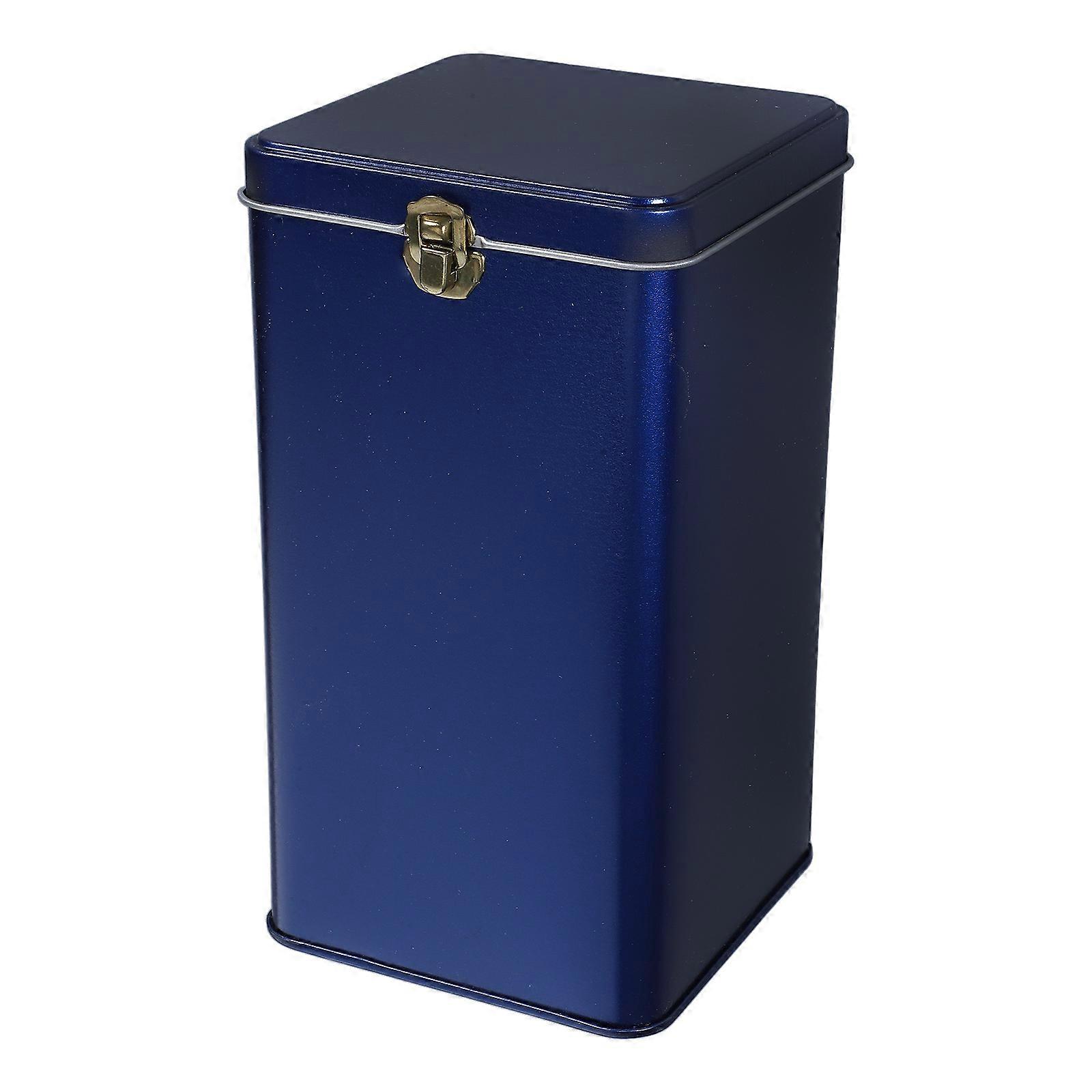Japan Retro Tinplate Tea Box for Storage Dark Blue Keeps Freshness Secure Lock 1 Piece